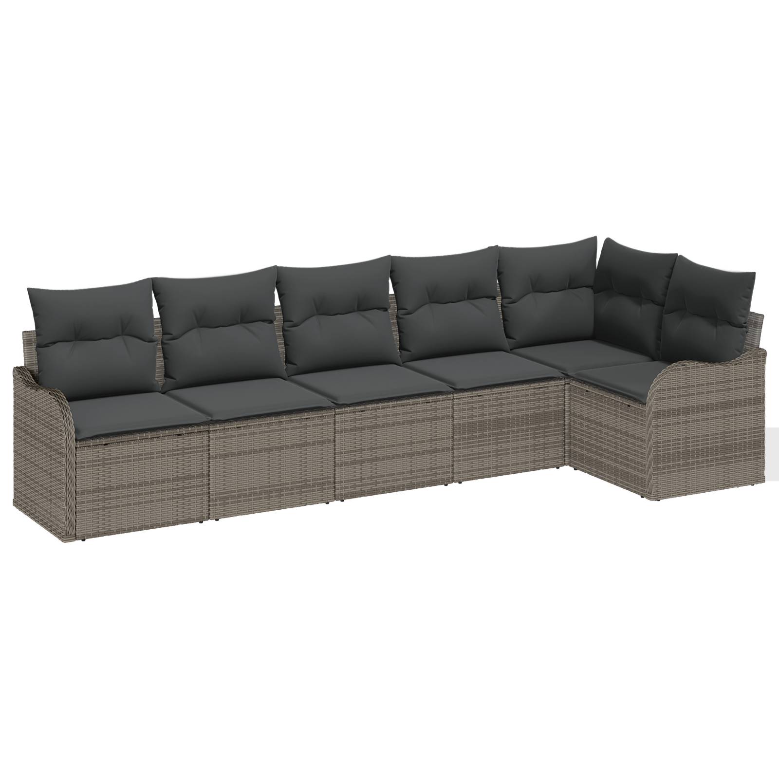 vidaXL 6-teiliges Garten Sofa Set mit Kissen Grau Poly Rattan