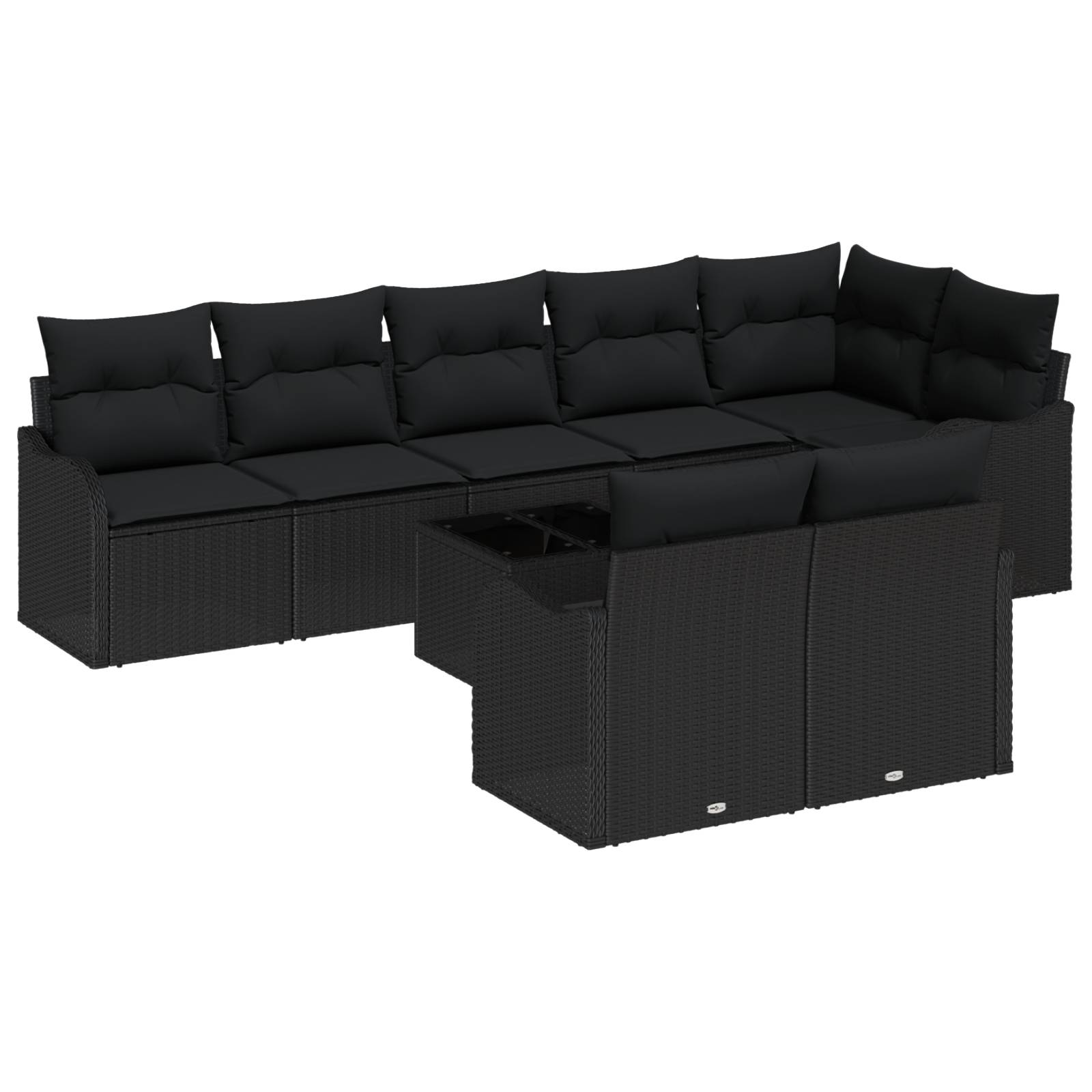 vidaXL 9-tlg. Garten-Sofagarnitur mit Kissen Beige Poly Rattan