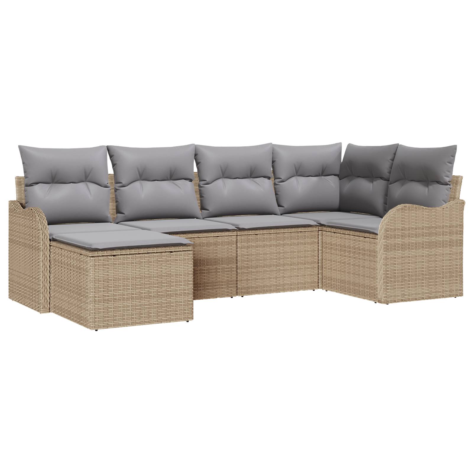 vidaXL 6-teiliges Garten Sofa Set mit Kissen Beige Poly Rattan