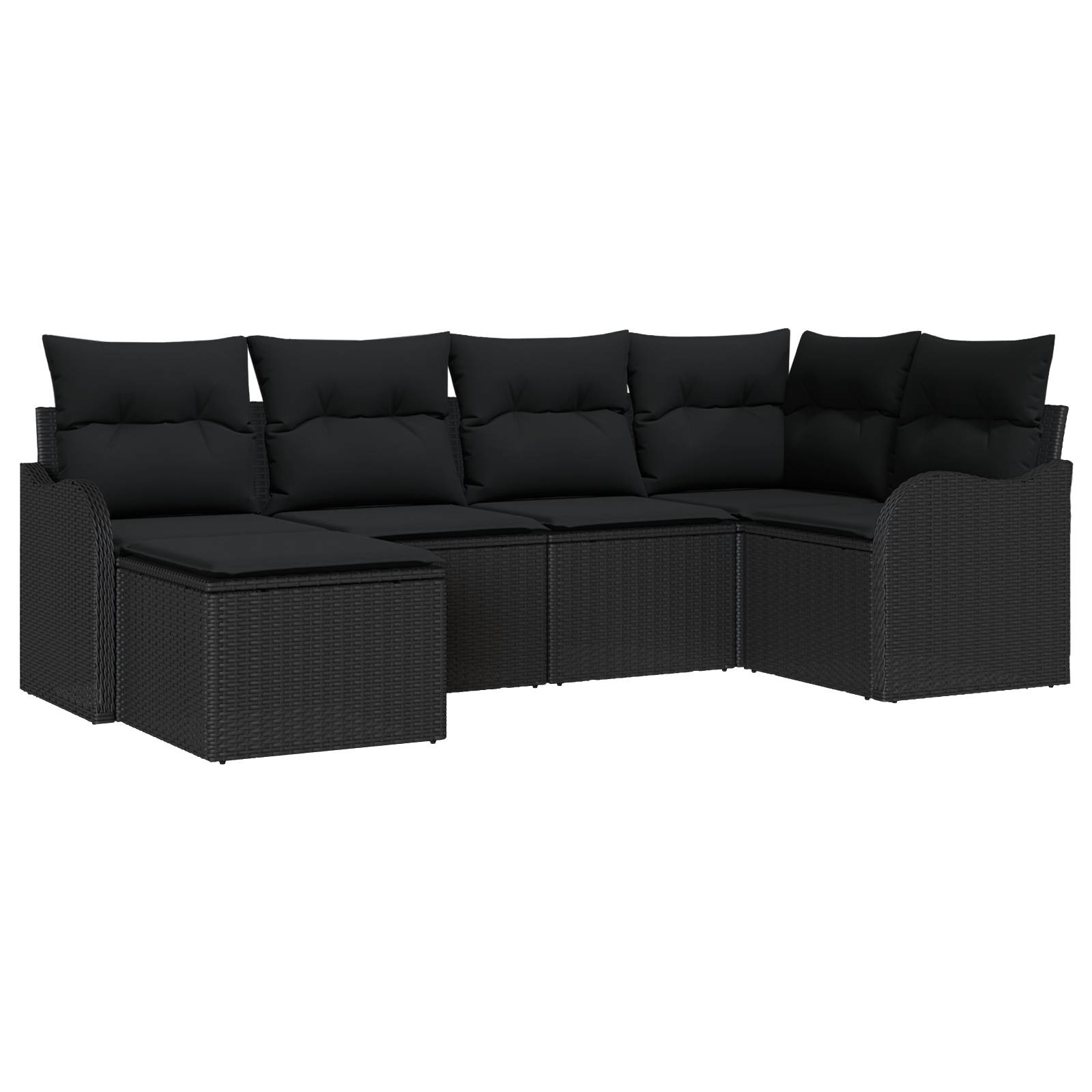vidaXL 6-teiliges Garten Sofa Set mit Kissen Schwarz Poly Rattan
