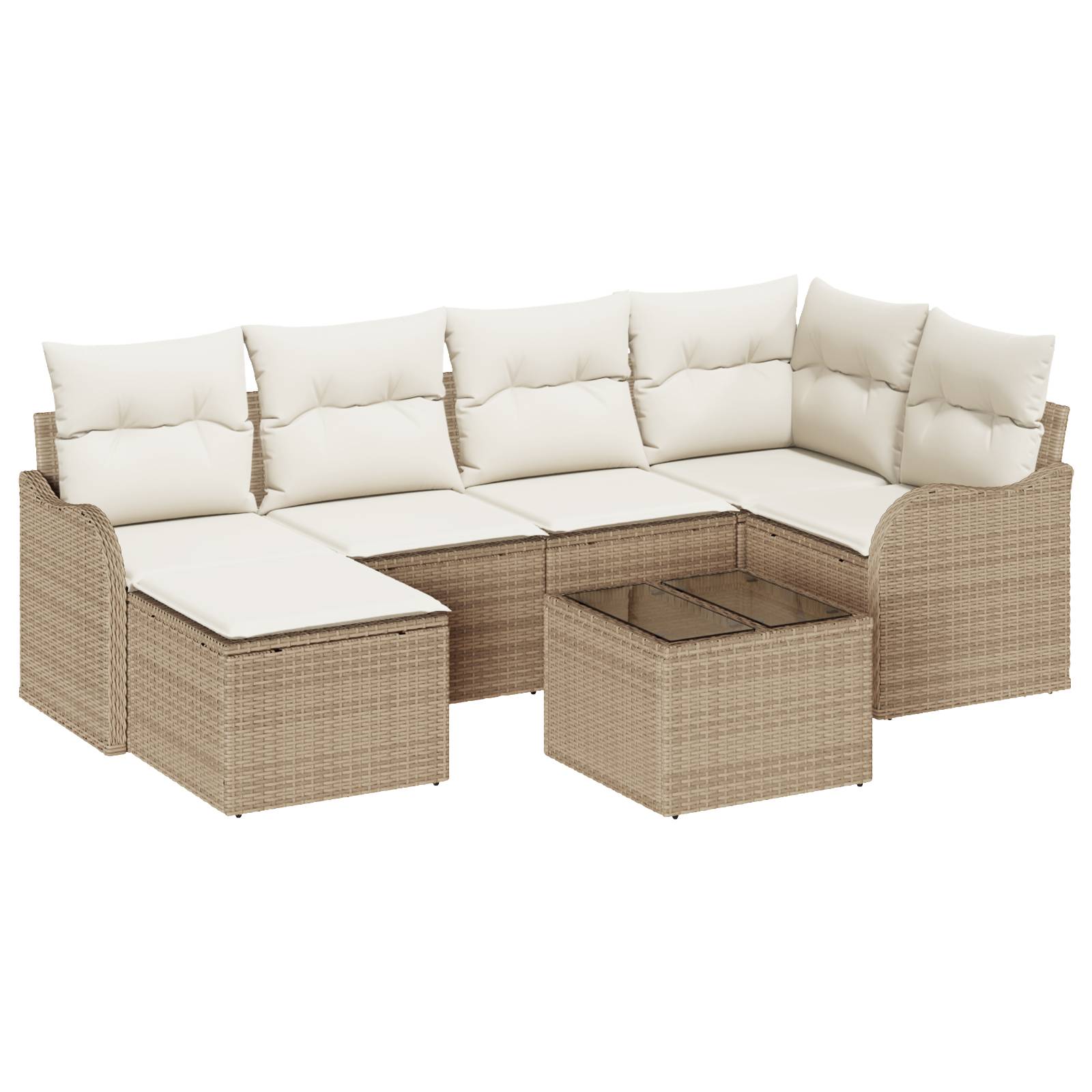vidaXL 7-teiliges Garten Sofa Set mit Kissen Braun Poly Rattan