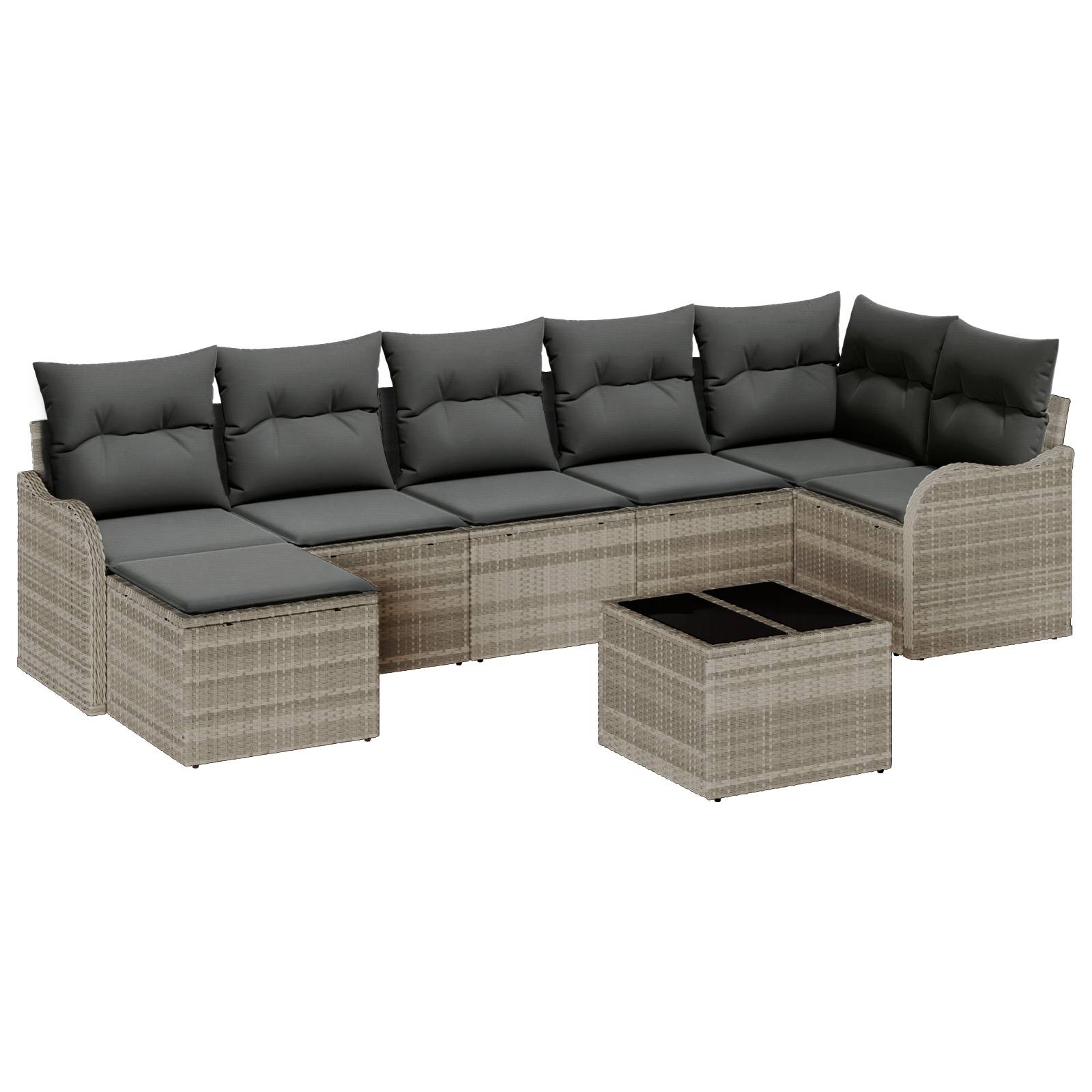 vidaXL 8-teiliges Garten Sofa Set mit Kissen Grau Poly Rattan
