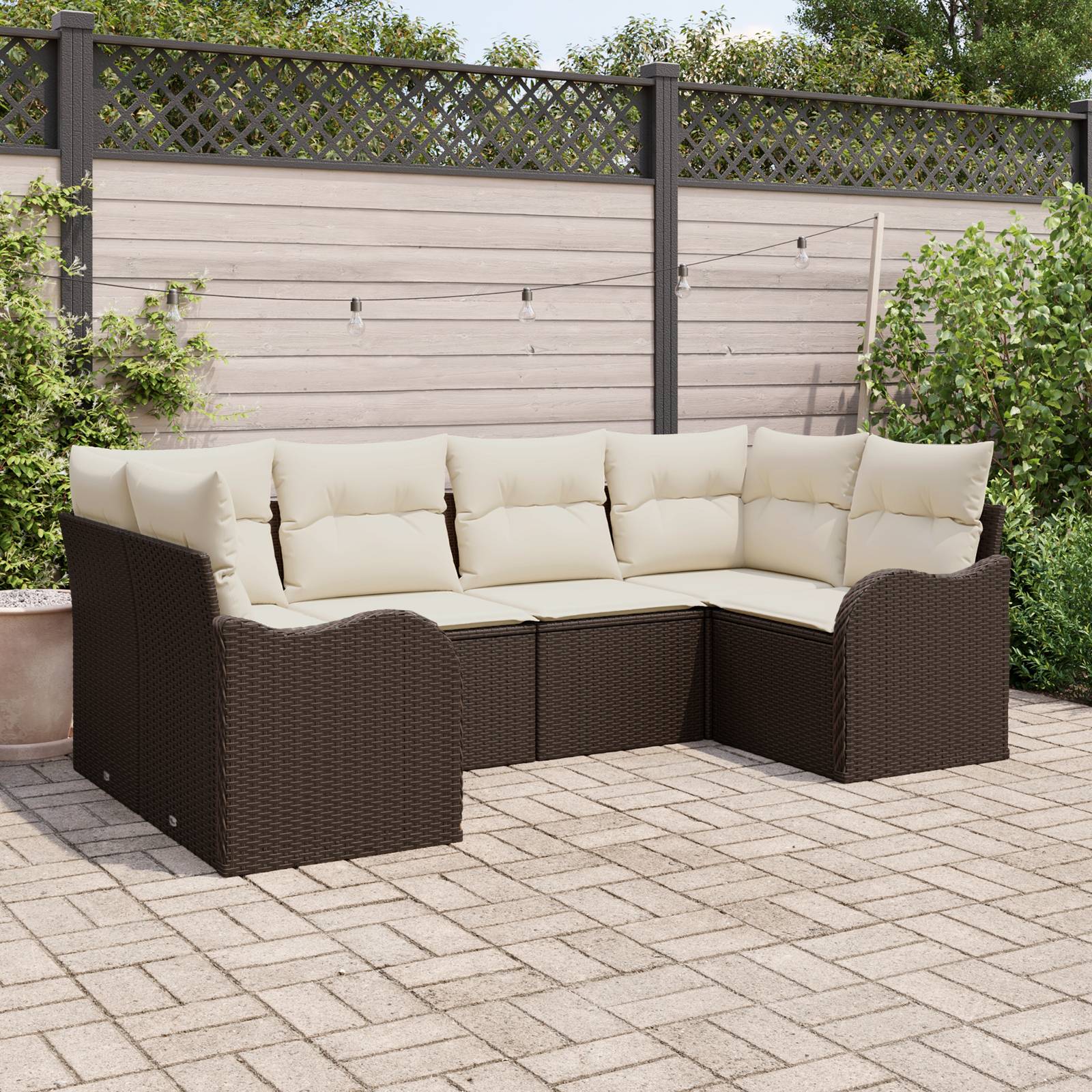 vidaXL 6-teiliges Garten Sofa Set mit Kissen Braun Poly Rattan
