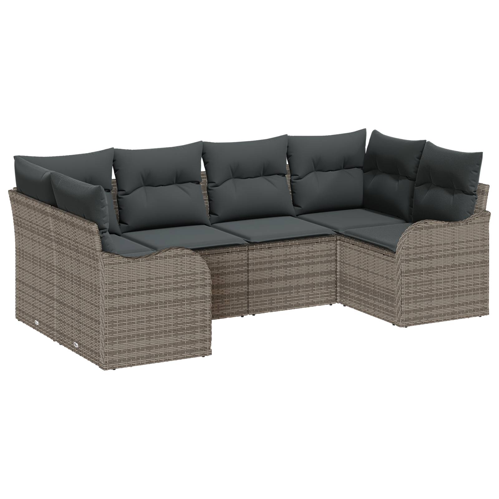 vidaXL 6-teiliges Garten Sofa Set mit Kissen Grau Poly Rattan