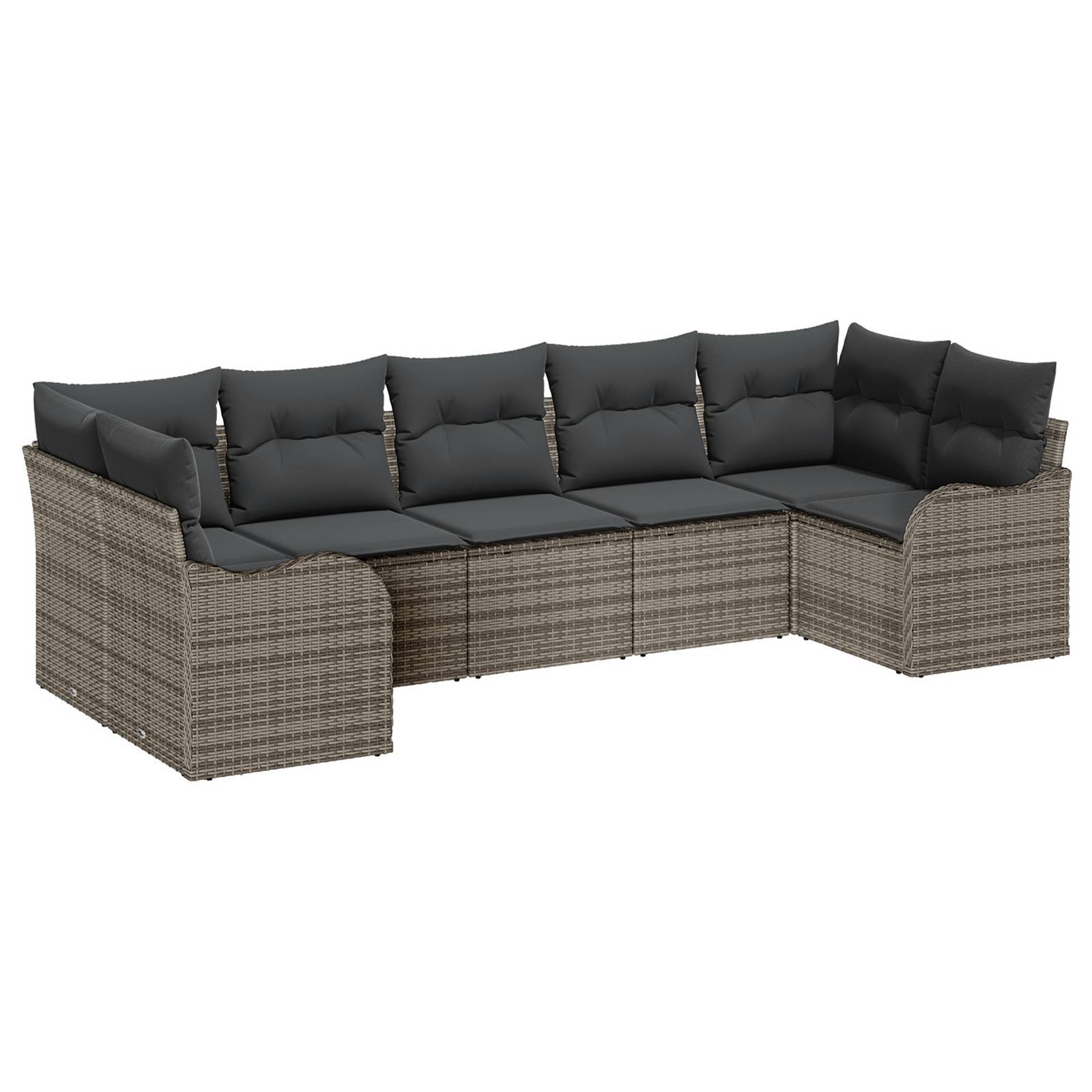 vidaXL 7-teiliges Garten Sofa Set mit Kissen Grau Poly Rattan