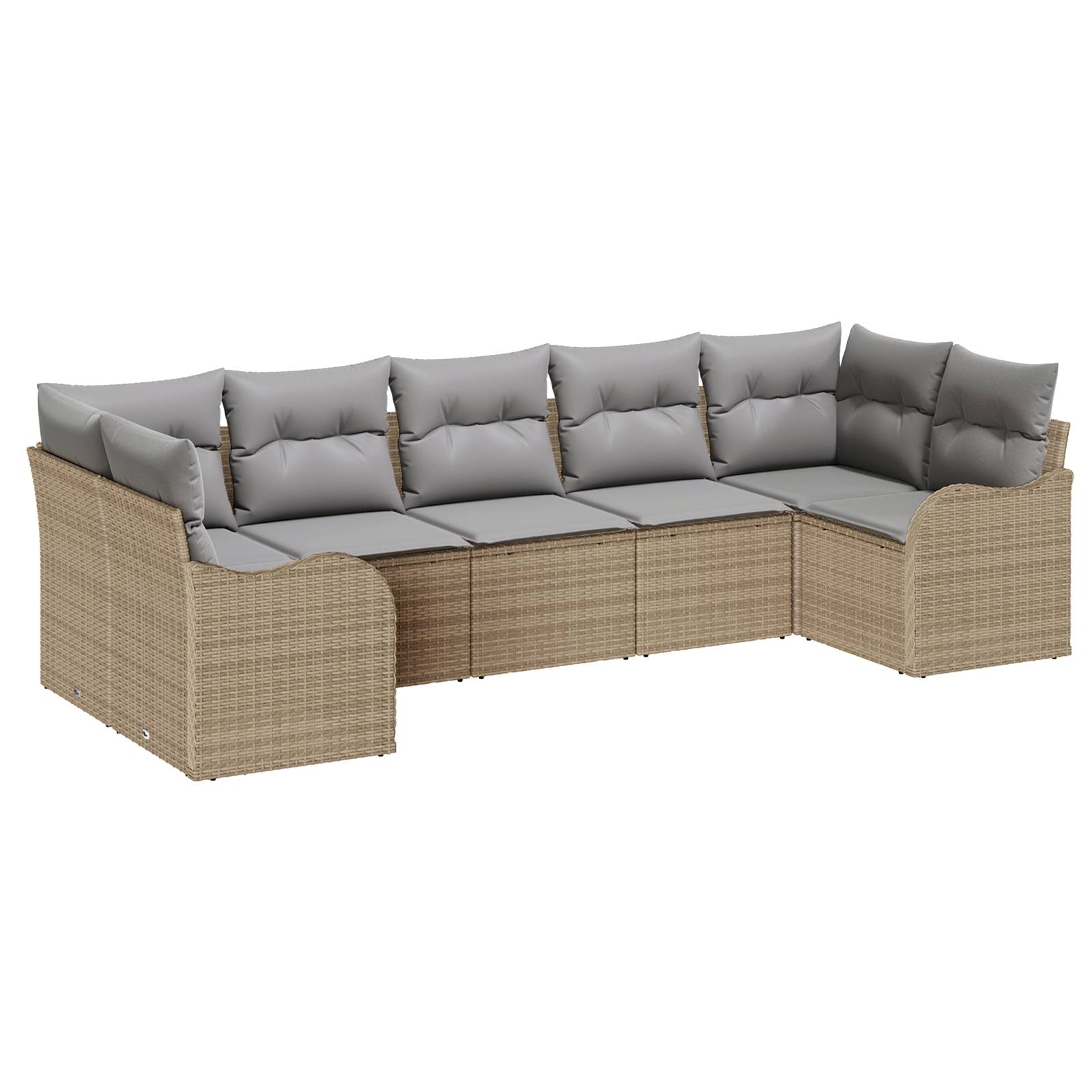 vidaXL 7-teiliges Garten Sofa Set mit Kissen Beige Poly Rattan