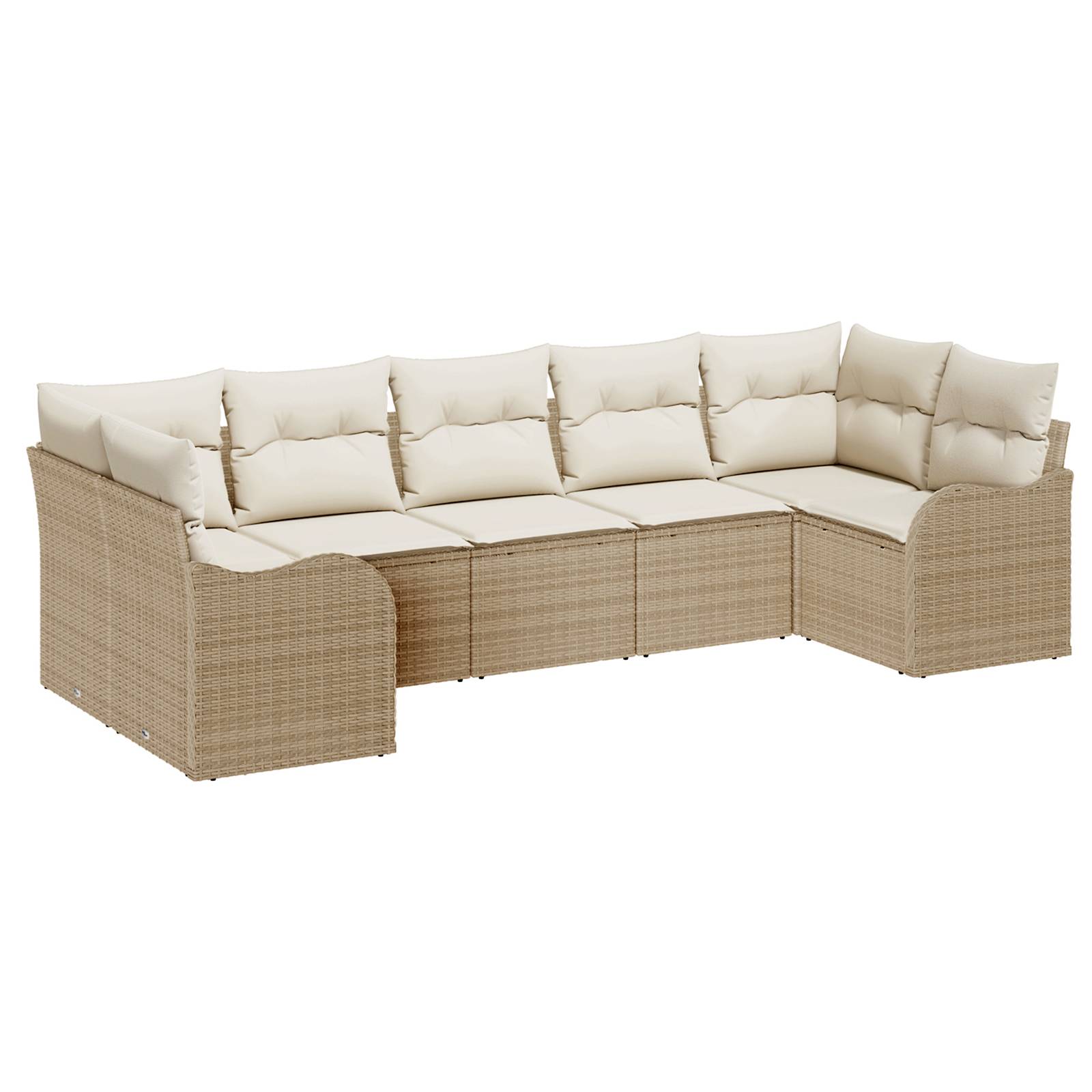 vidaXL 7 Teile Garten Sofa Set mit Kissen Beige Poly Rattan