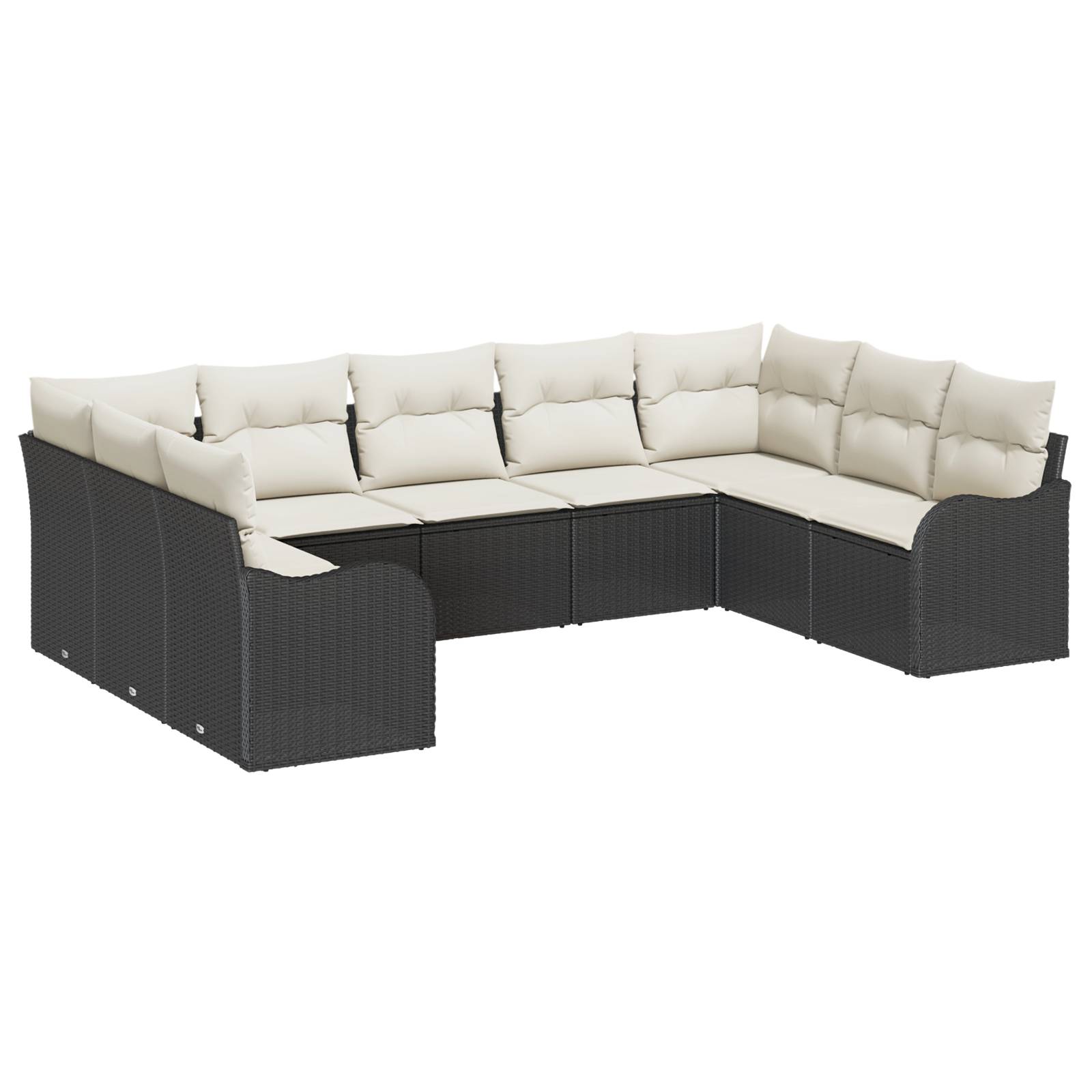 vidaXL 9-teiliges Garten Sofa Set mit Kissen schwarzes Poly Rattan