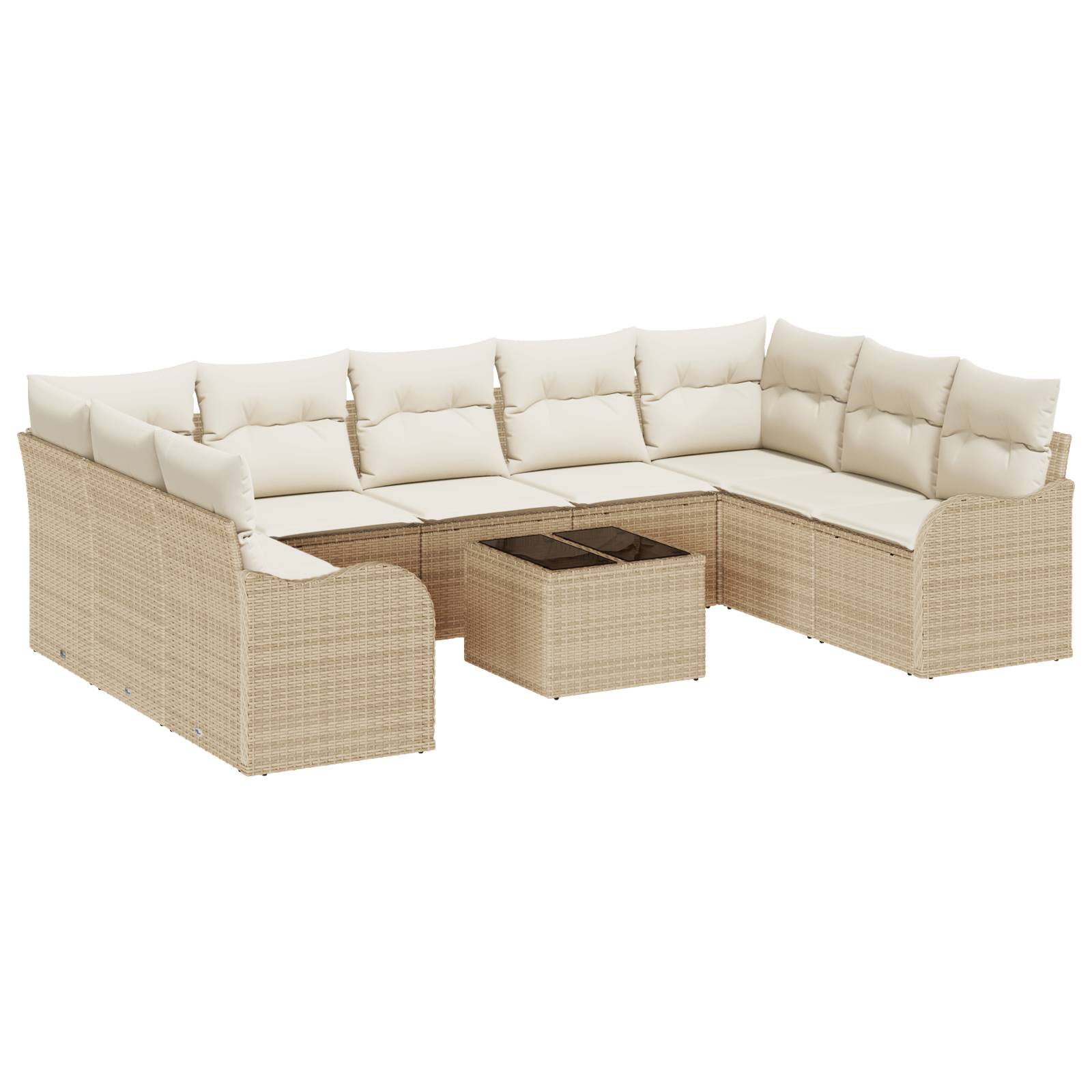 vidaXL 10-teiliges Garten Sofa Set mit Kissen in Braun aus Poly Rattan