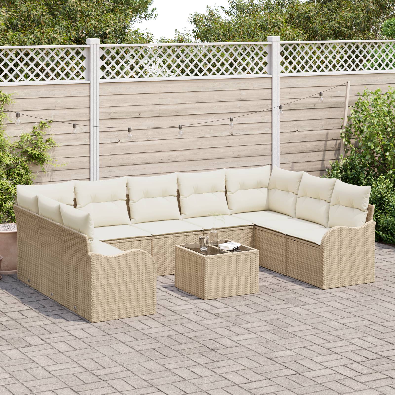vidaXL 10-teiliges Garten Sofa Set mit Kissen in Braun aus Poly Rattan
