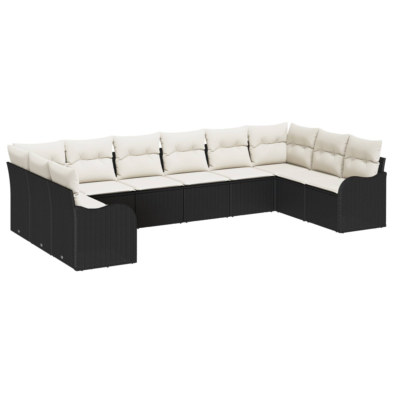 vidaXL 10-teilige Garten Sofa Set mit Kissen Schwarz Poly Rattan