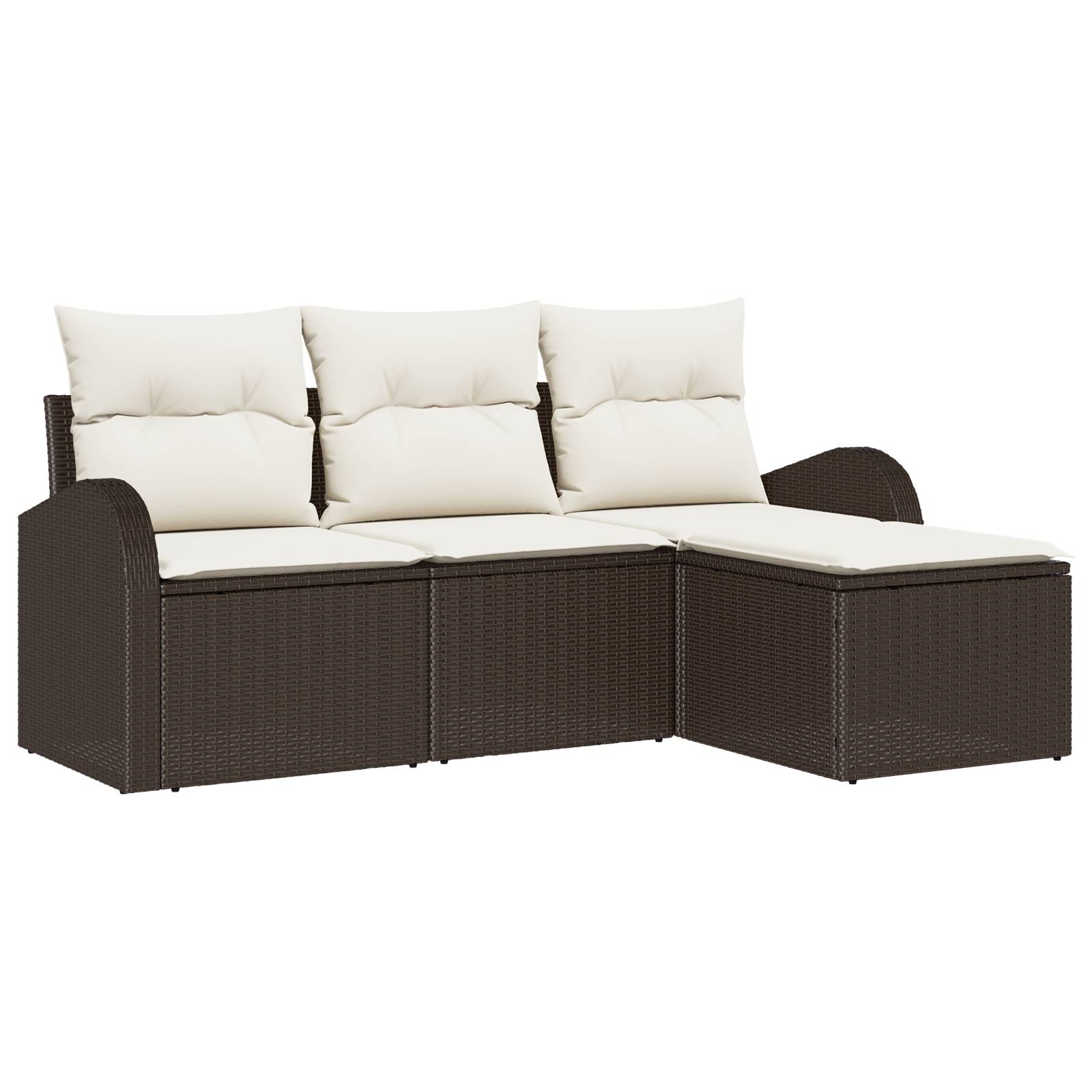 vidaXL 4-teiliges Garten-Sofaset mit Kissen Braun Poly-Rattan