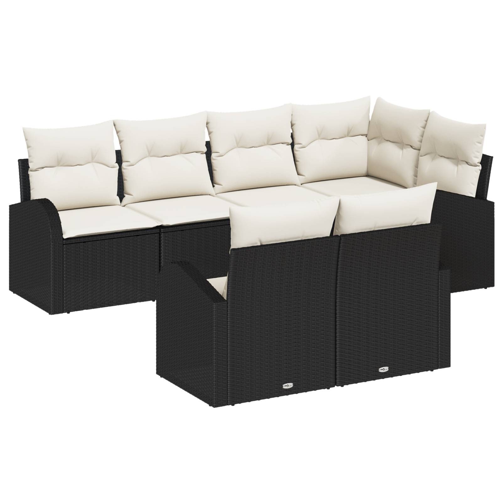 vidaXL 7-teiliges Garten Sofa Set mit Kissen Schwarz Poly Rattan