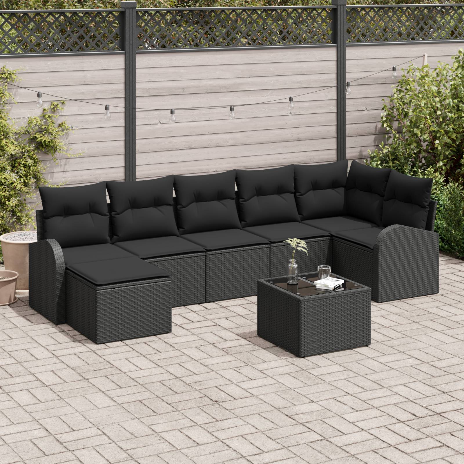 vidaXL 8-teiliges Garten Sofa Set mit Kissen Beige Poly Rattan