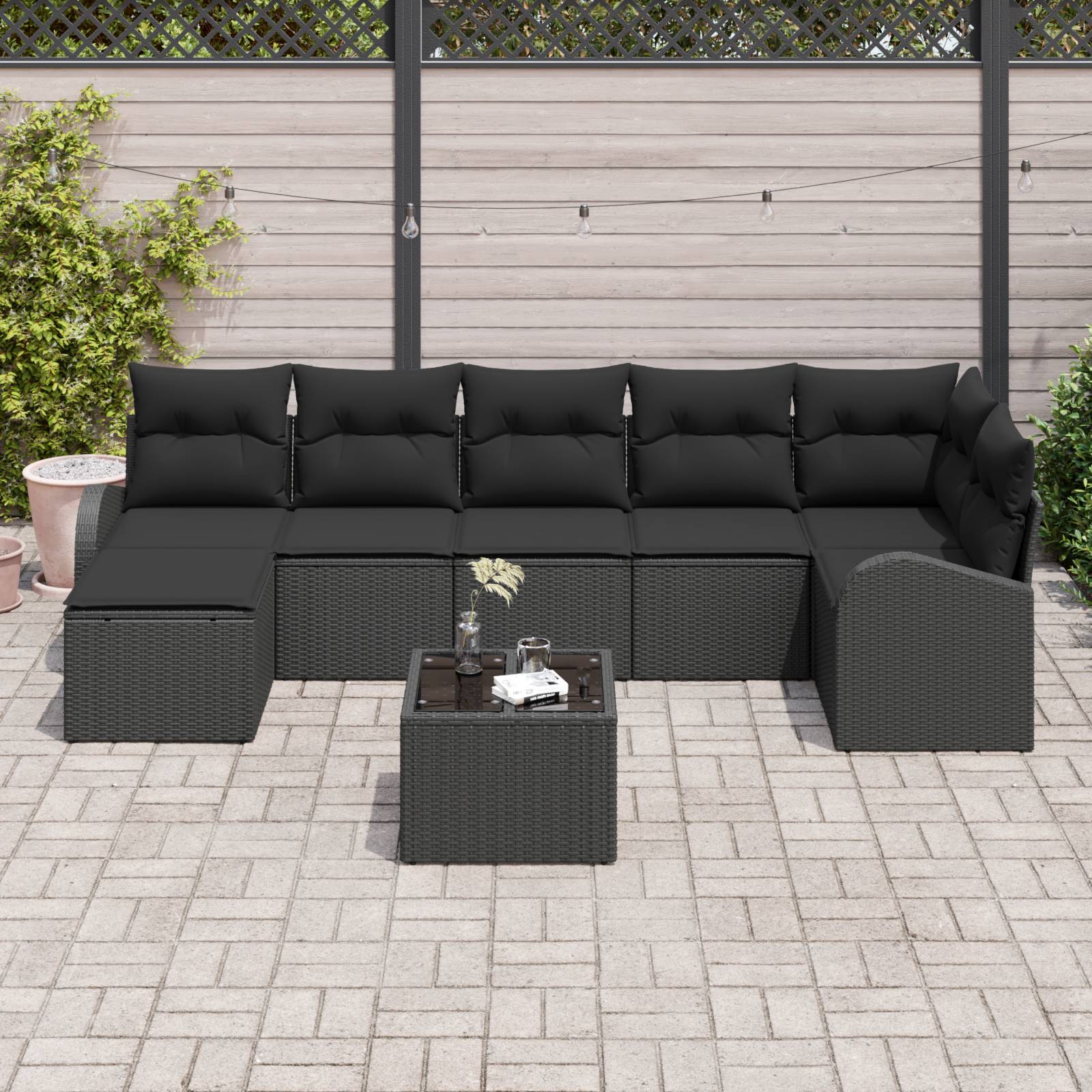 vidaXL 8-teiliges Garten Sofa Set mit Kissen Beige Poly Rattan