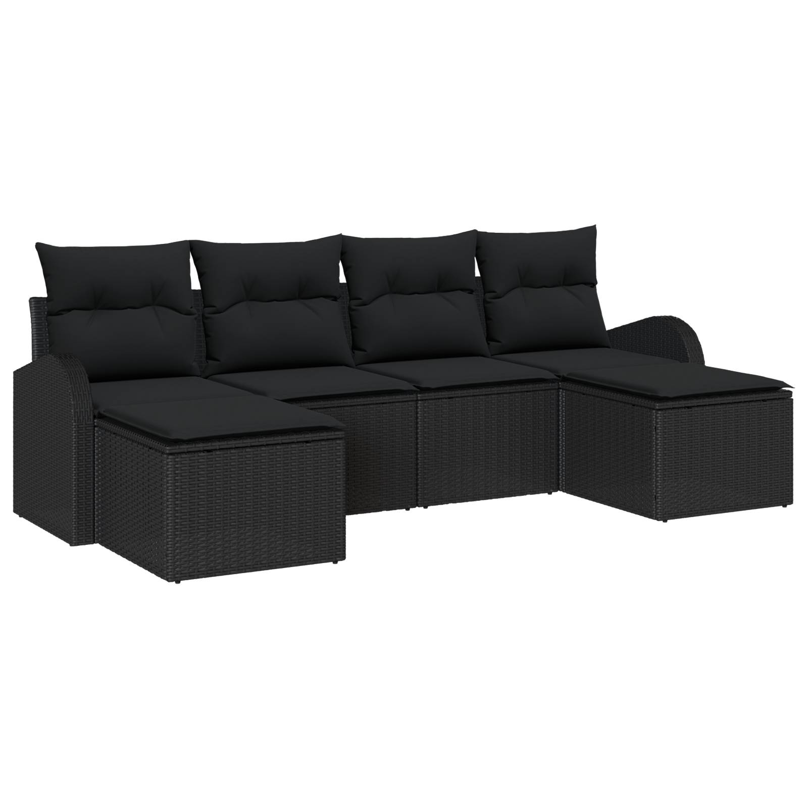 vidaXL 6-teiliges Garten-Sofaset mit Kissen Schwarzes Poly-Rattan