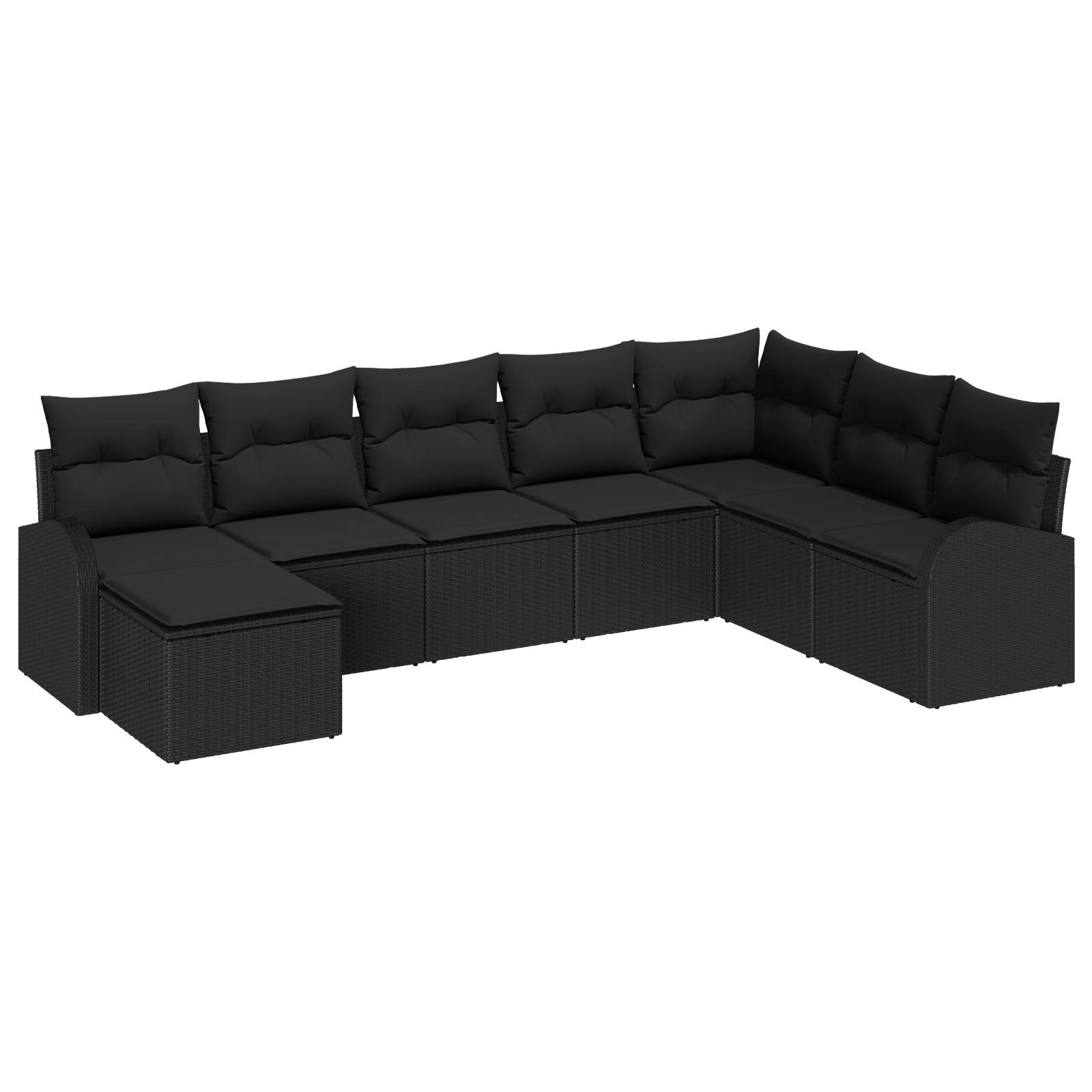 vidaXL 8-teiliges Garten Sofa Set mit Kissen Schwarz Poly Rattan