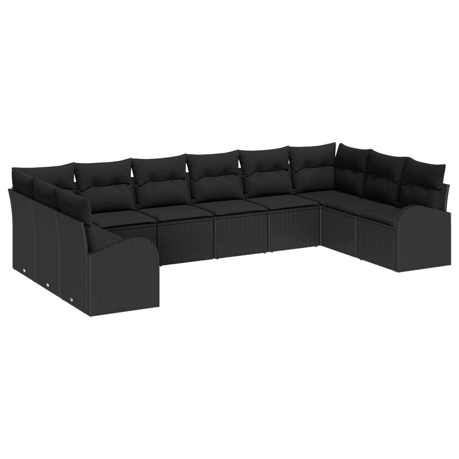 vidaXL 10-teiliges Garten Sofa Set mit Kissen Schwarz Poly Rattan