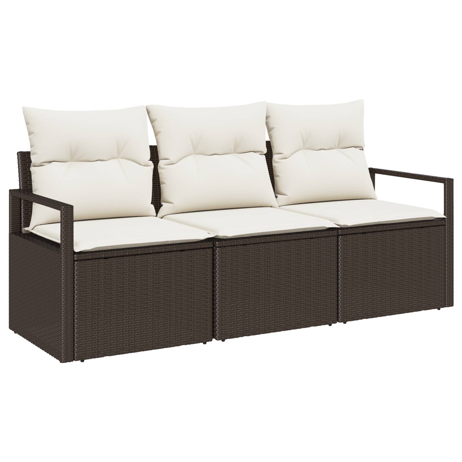 vidaXL 3-teiliges Garten Sofa Set mit Kissen Braun Poly Rattan