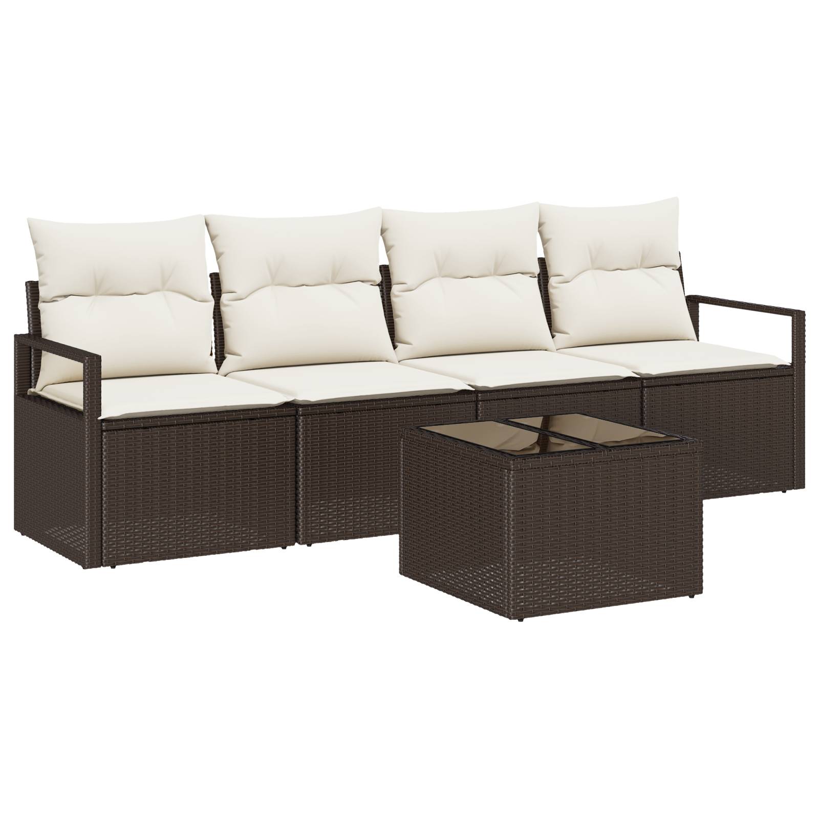 vidaXL 5-teiliges Garten Sofa Set mit Kissen Braun Poly Rattan