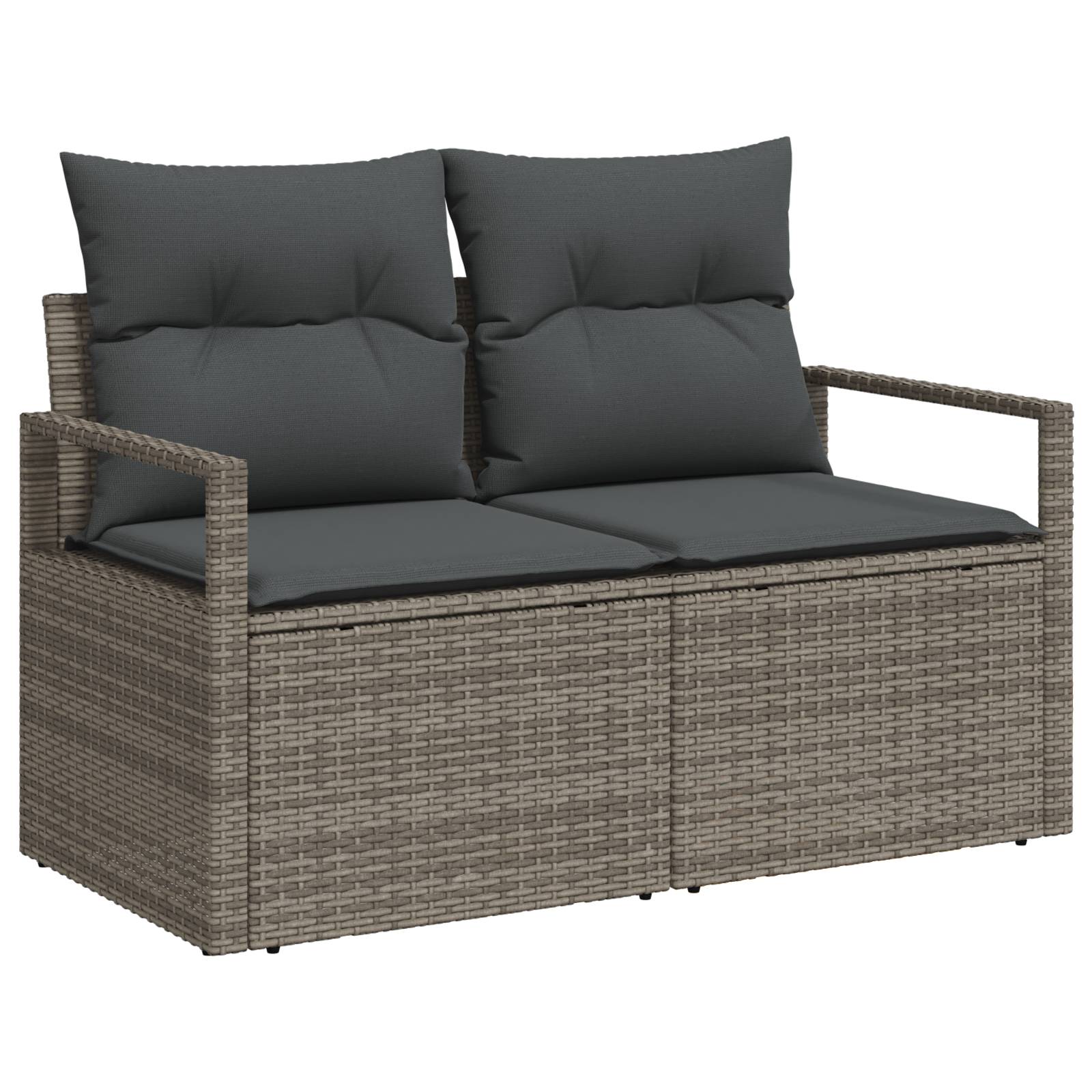 vidaXL 9-tlg. Garten-Sofagarnitur mit Kissen Grau Poly Rattan