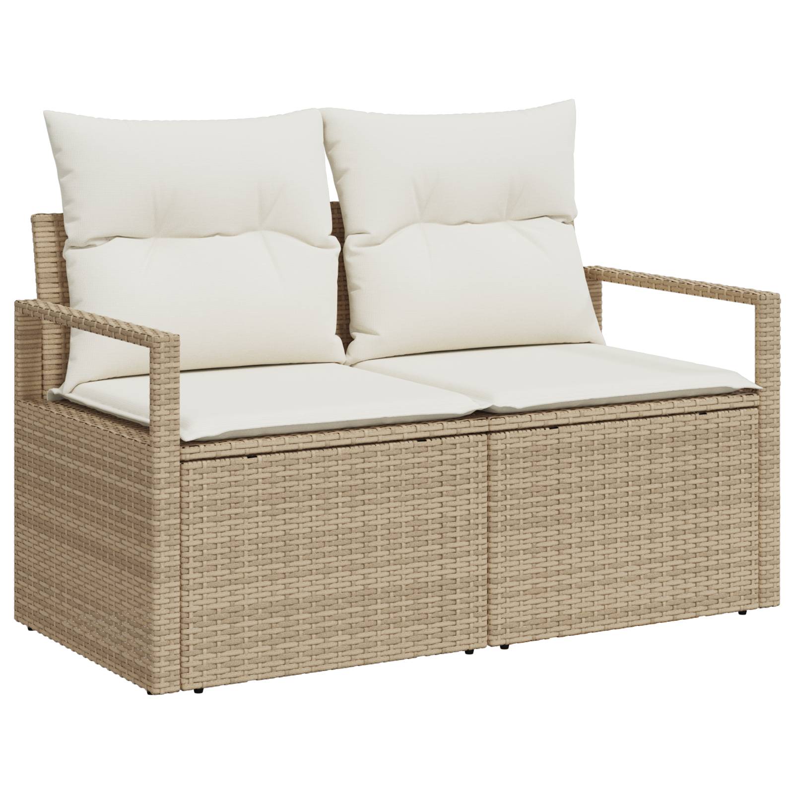 vidaXL 7-teiliges Garten-Sofa-Set mit Kissen Beige Poly-Rattan