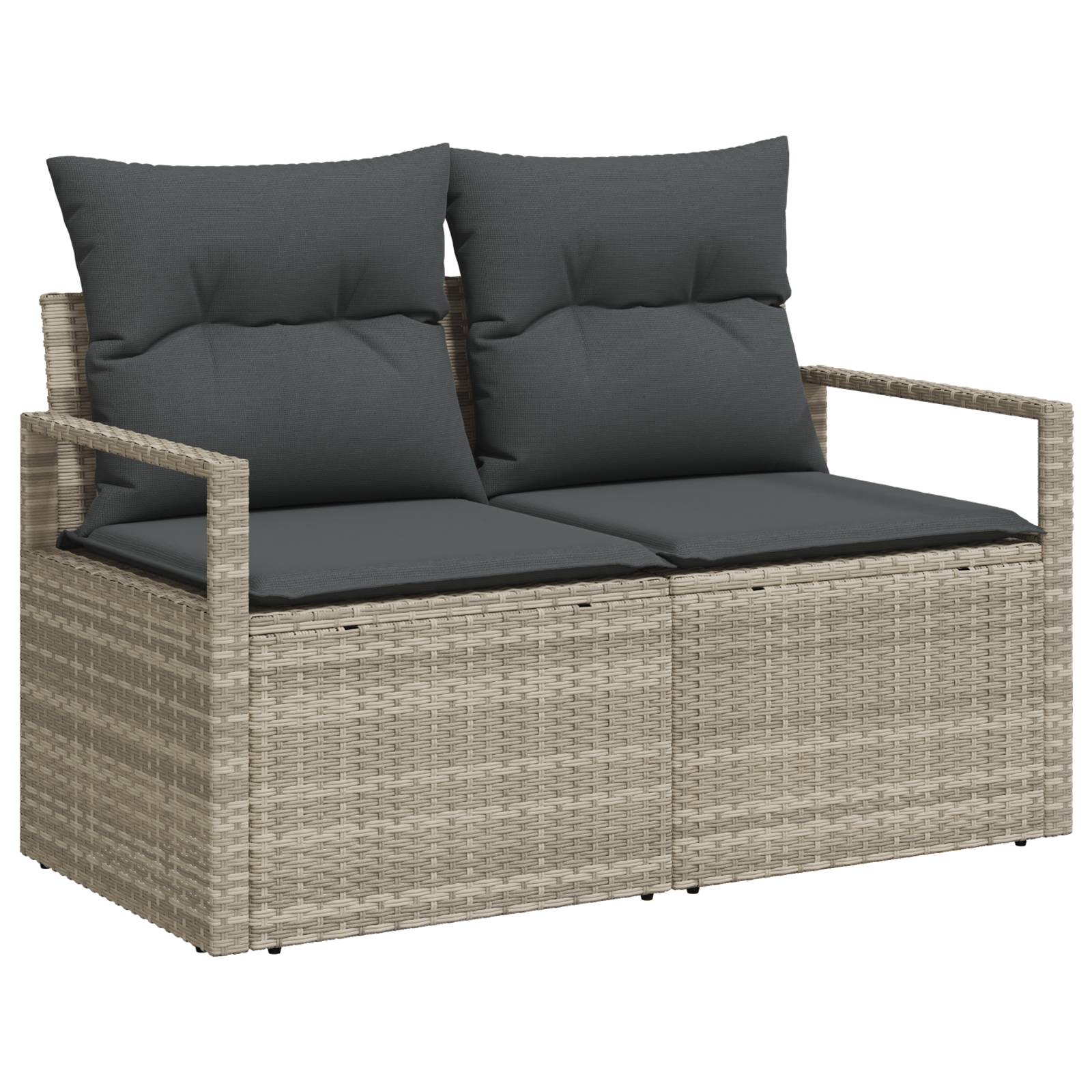 vidaXL 4-teiliges Garten-Sofa-Set mit Kissen Hellgrau Poly-Rattan