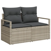vidaXL 8-teiliges Garten Sofa Set mit Kissen Hellgrau Poly Rattan vidaXL 8-teiliges Garten Sofa Set mit Kissen Hellgrau Poly Rattan
