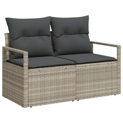 vidaXL 8-teiliges Garten Sofa Set mit Kissen Hellgrau Poly Rattan vidaXL 8-teiliges Garten Sofa Set mit Kissen Hellgrau Poly Rattan