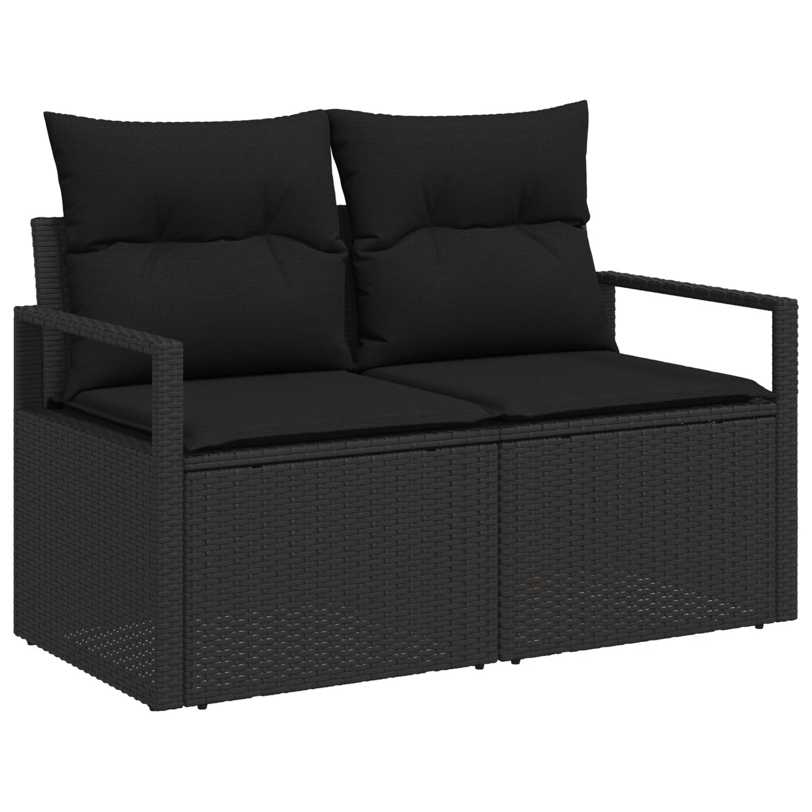 vidaXL 7-teiliges Gartensofa-Set mit Kissen Schwarz Poly-Rattan