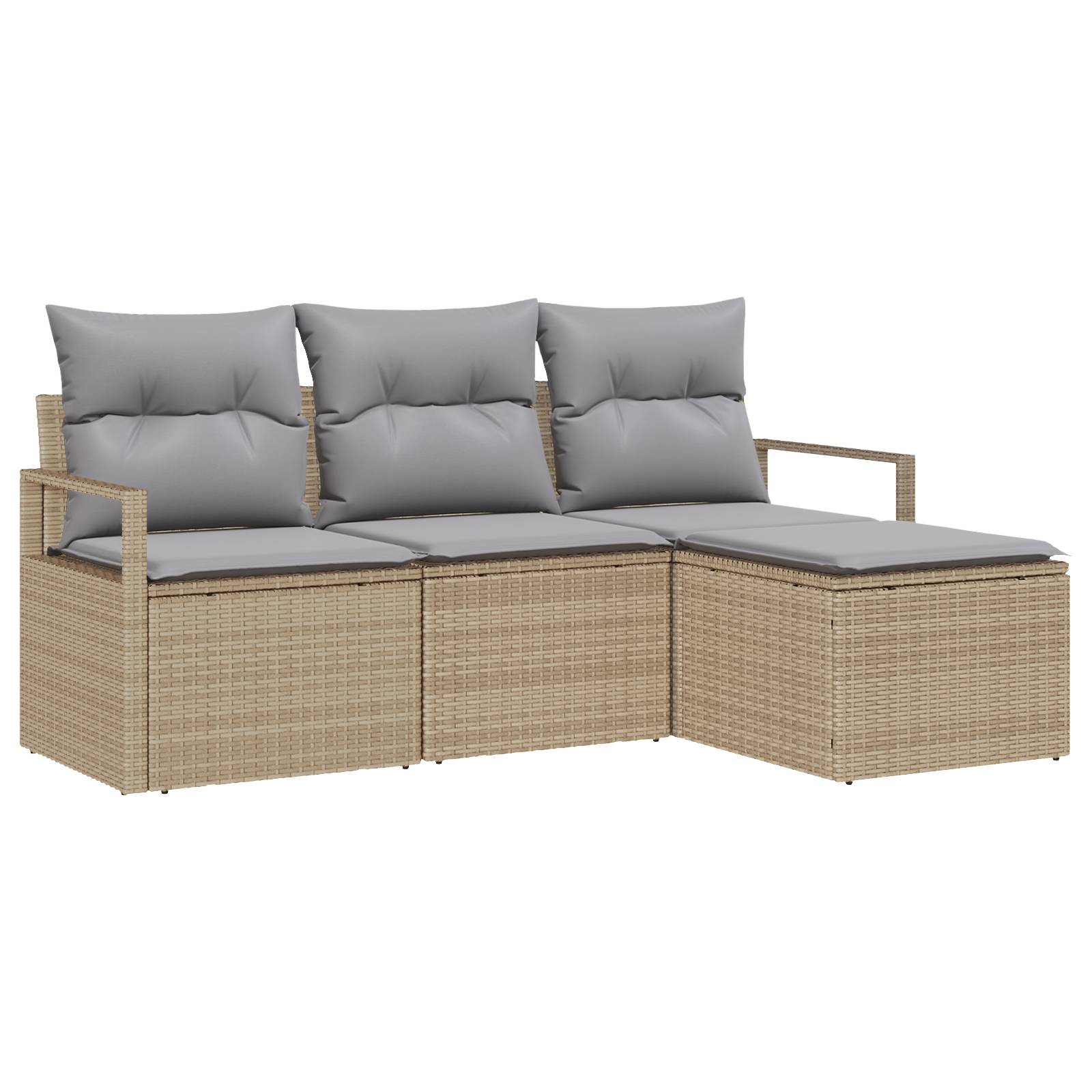 vidaXL 4-teilige Garten Sofa Set mit Kissen Beiges Poly Rattan