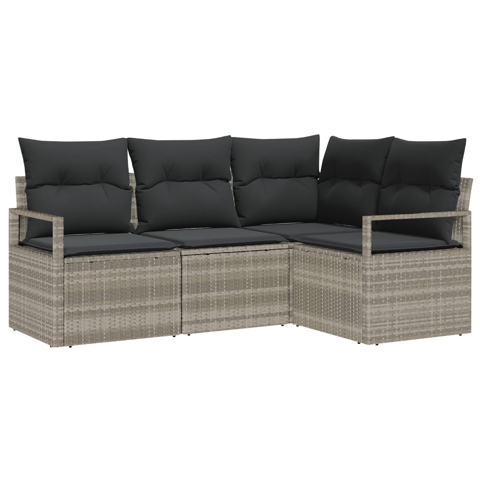 vidaXL 4-teiliges Garten-Sofa-Set mit Kissen Hellgrau Poly-Rattan
