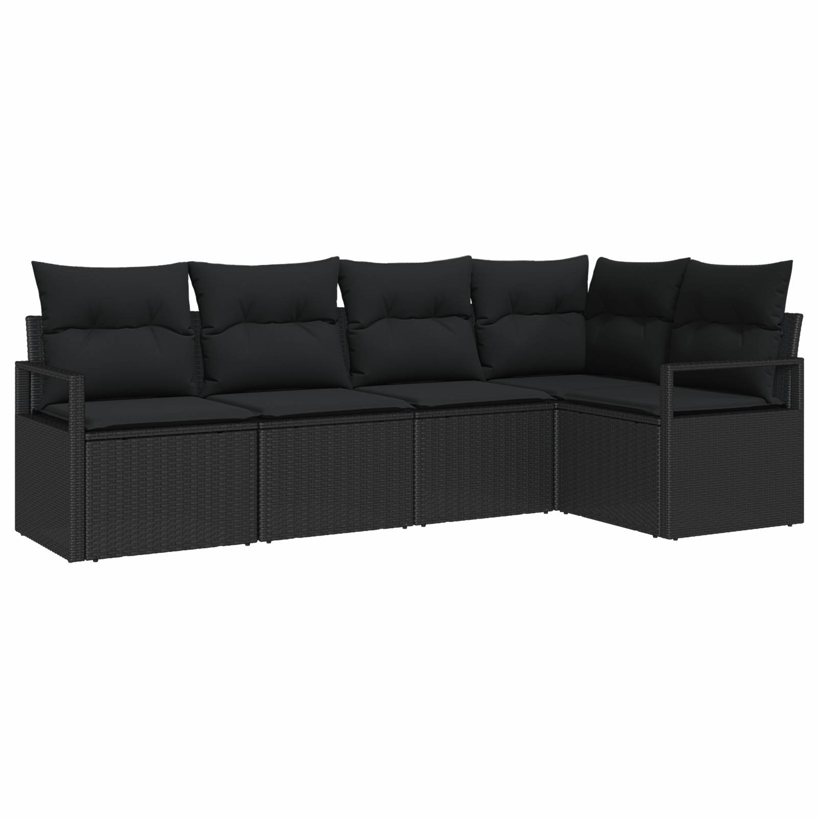 vidaXL 5-teiliges Garten Sofa Set mit Kissen Schwarz Poly Rattan
