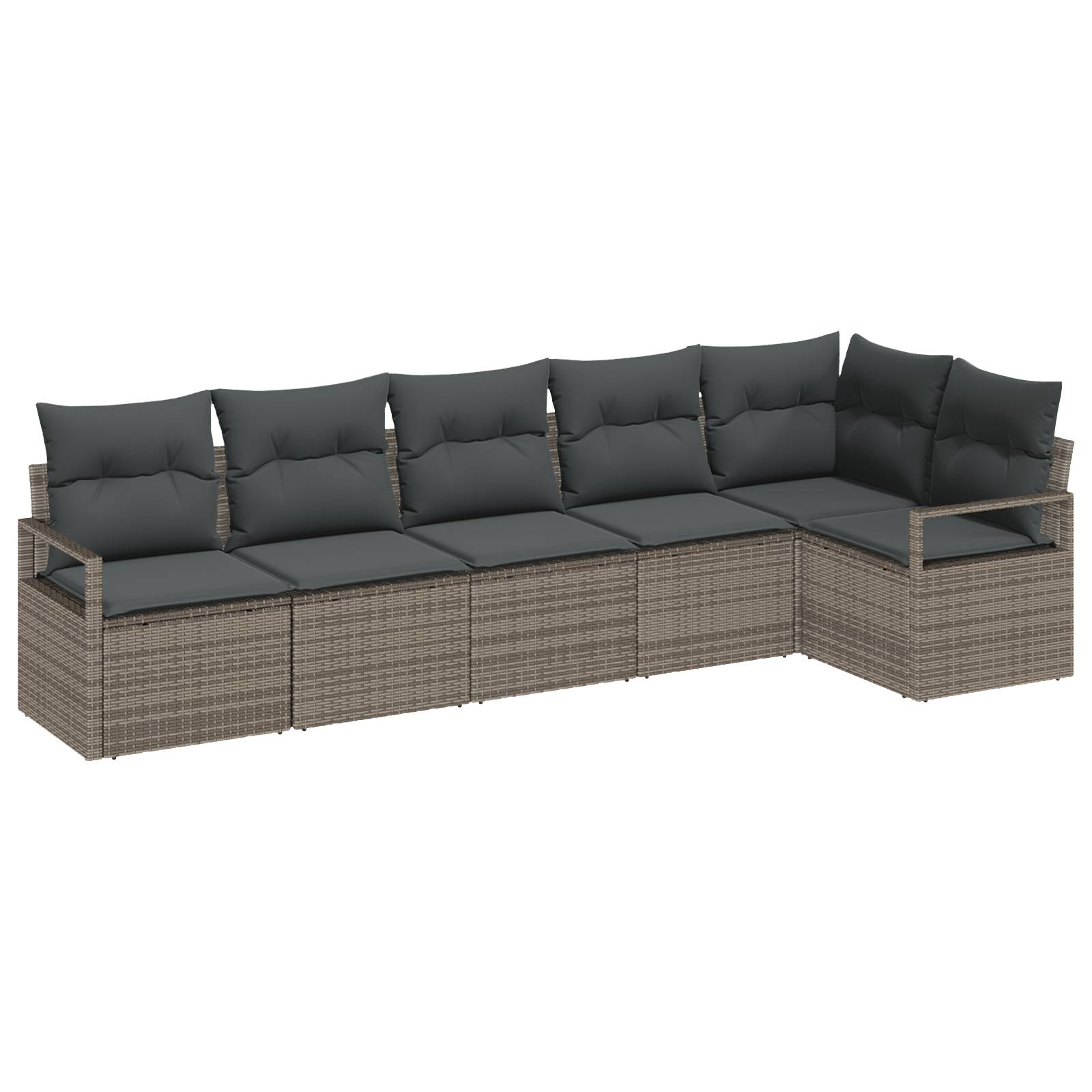 vidaXL 6-tlg. Garten-Sofagarnitur mit Kissen Grau Poly Rattan