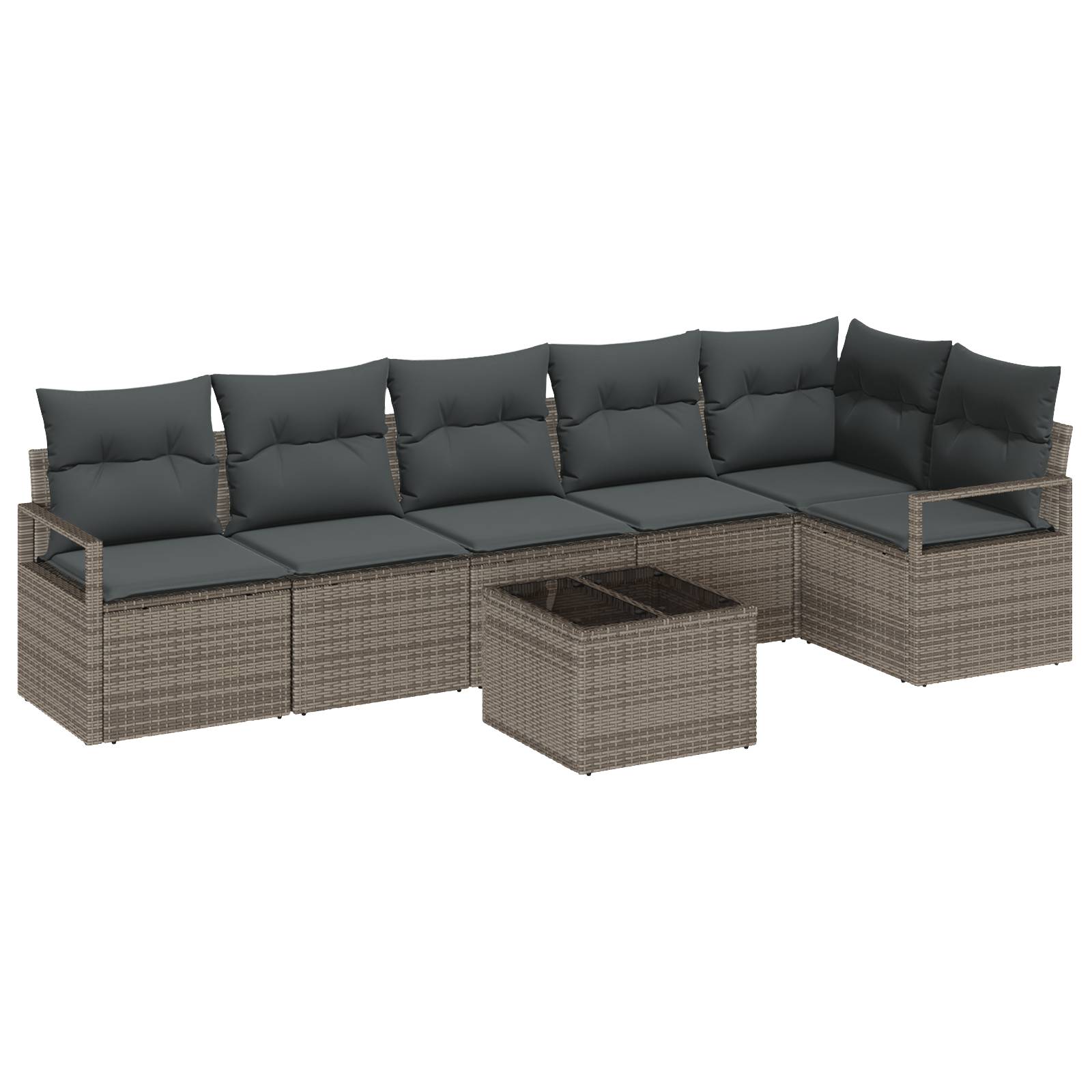 vidaXL 6-tlg. Garten-Sofagarnitur mit Kissen Schwarz Poly Rattan