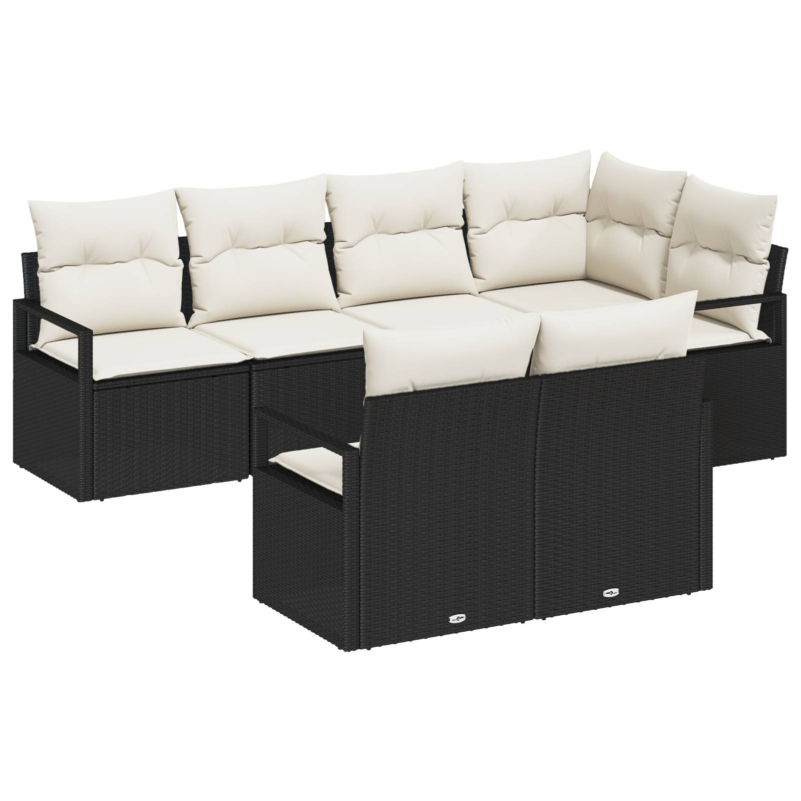 vidaXL 7-teiliges Garten-Sofaset mit Kissen Schwarz Poly Rattan