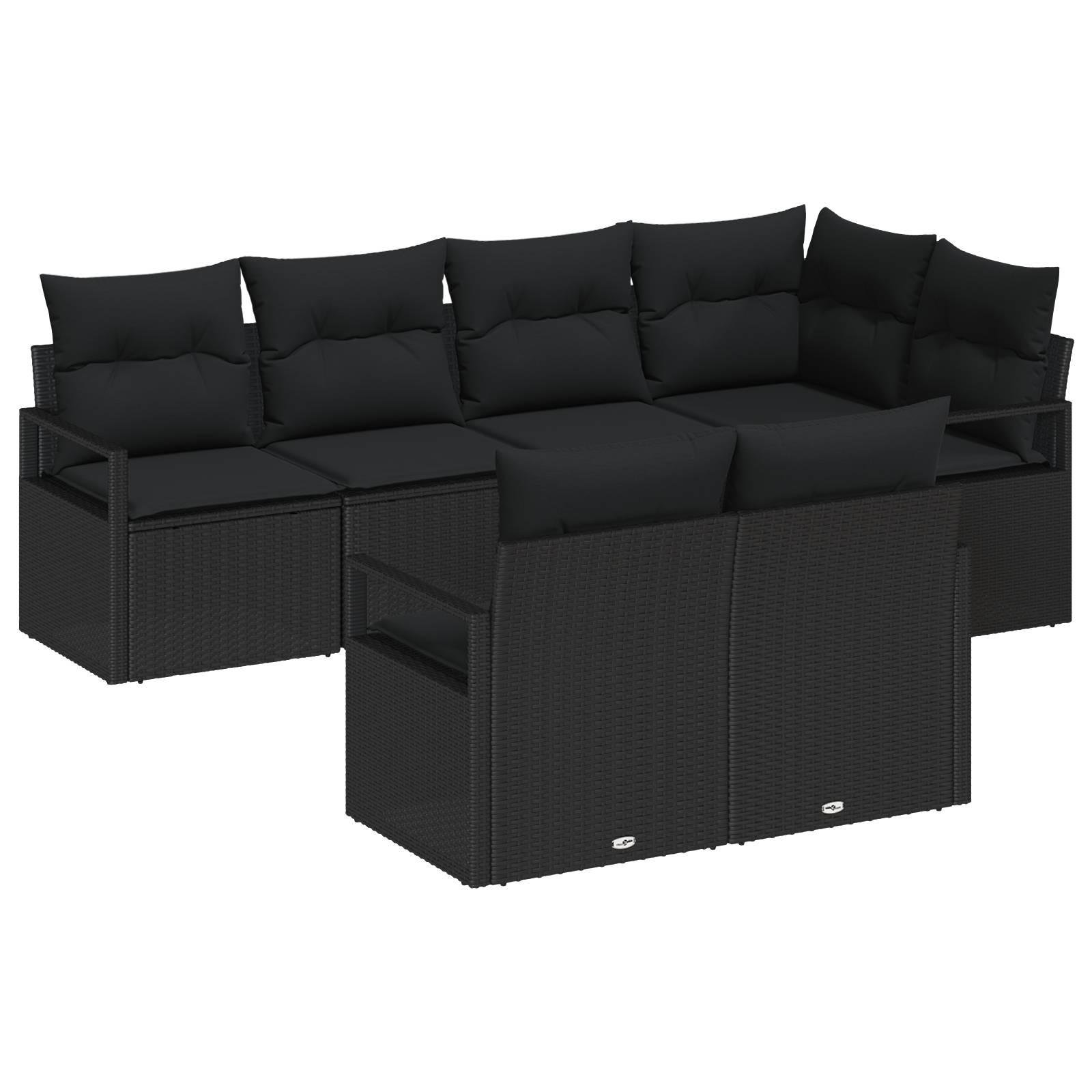 vidaXL 7-teiliges Gartensofa-Set mit Kissen Schwarz Poly-Rattan