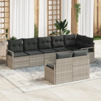 vidaXL 8-teiliges Garten Sofa Set mit Kissen Hellgrau Poly Rattan vidaXL 8-teiliges Garten Sofa Set mit Kissen Hellgrau Poly Rattan
