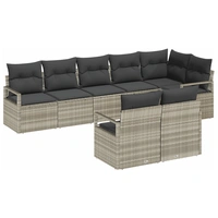 vidaXL 8-teiliges Garten Sofa Set mit Kissen Hellgrau Poly Rattan vidaXL 8-teiliges Garten Sofa Set mit Kissen Hellgrau Poly Rattan