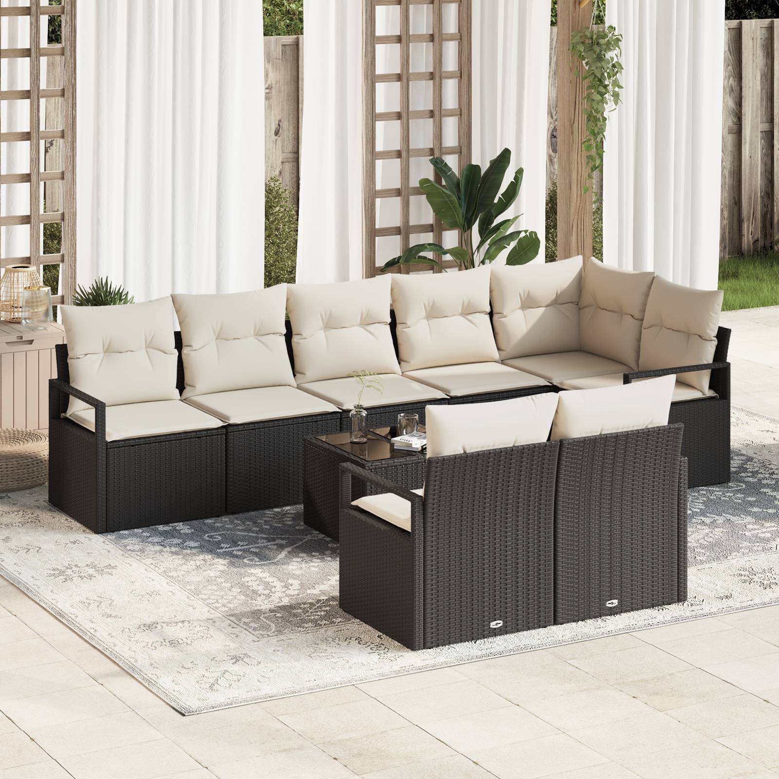 vidaXL 8-teiliges Garten-Sofa-Set mit Kissen Braun Poly-Rattan