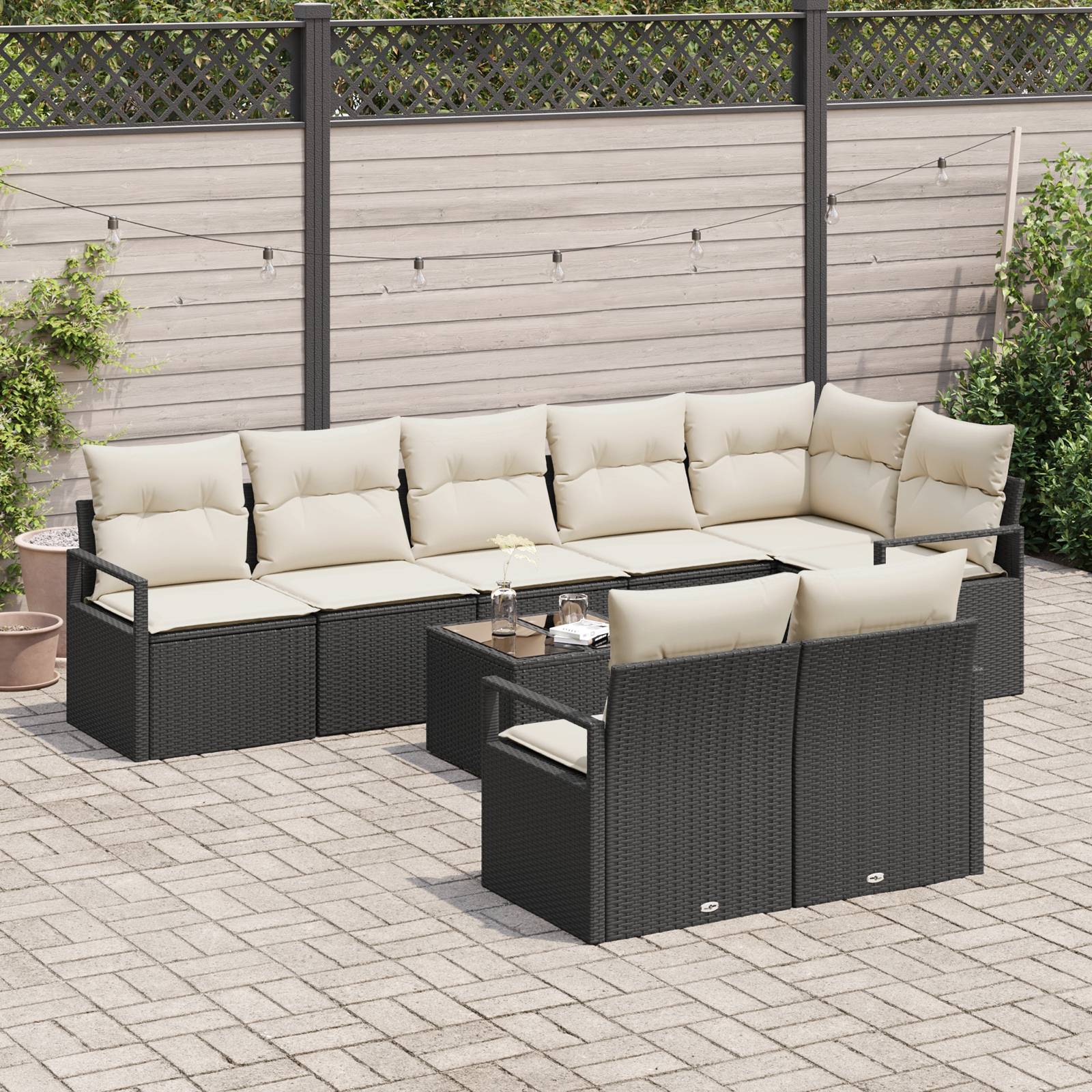 vidaXL 8-teiliges Garten-Sofa-Set mit Kissen Braun Poly-Rattan