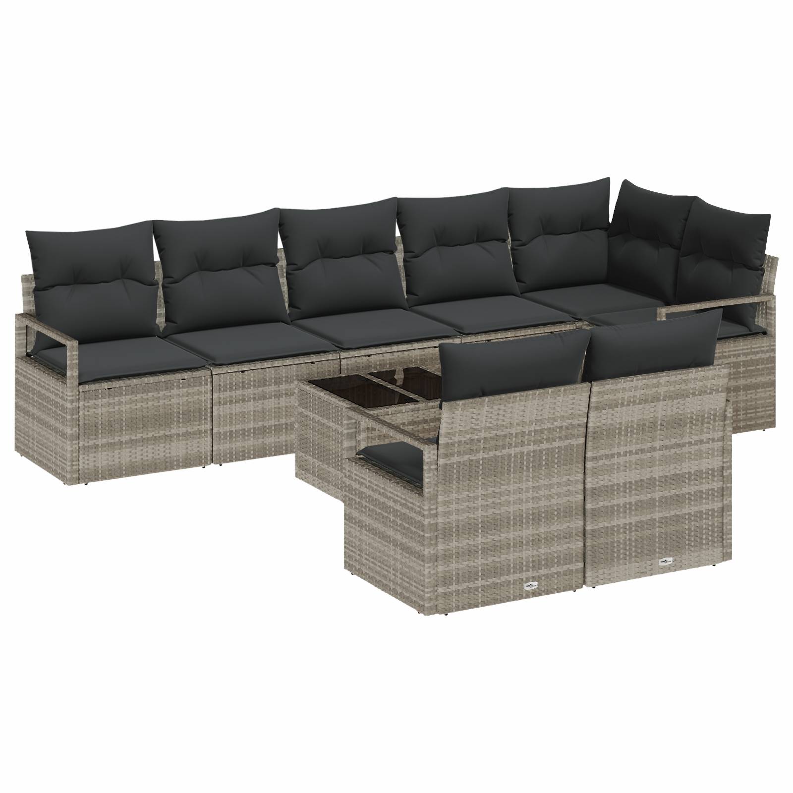 vidaXL 9-teilige Garten Sofa Set mit Kissen Grau Poly Rattan