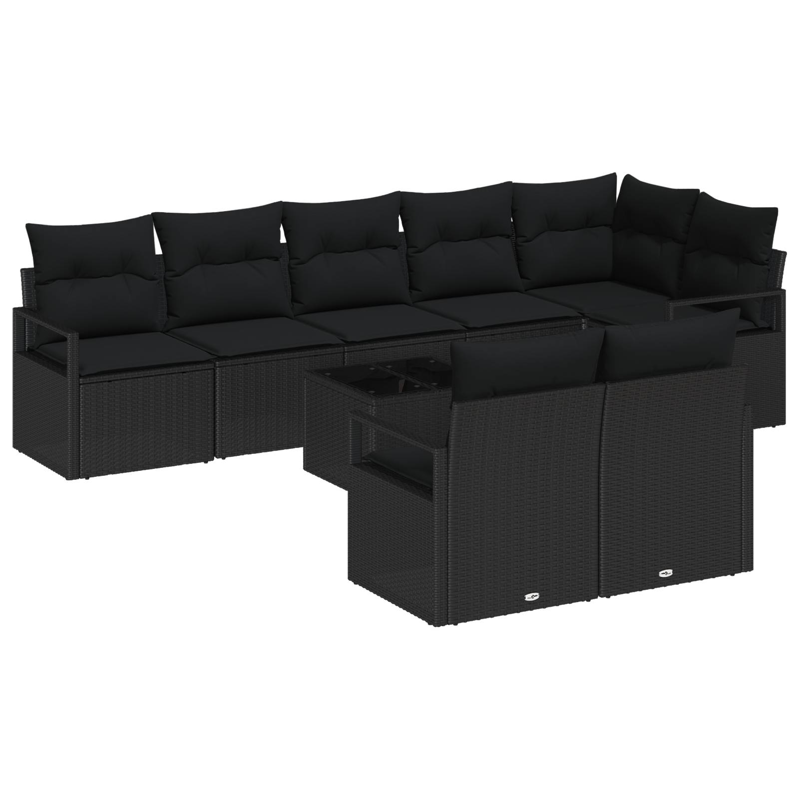 vidaXL 9-teiliges Gartensofa Set mit Kissen Beige Poly Rattan