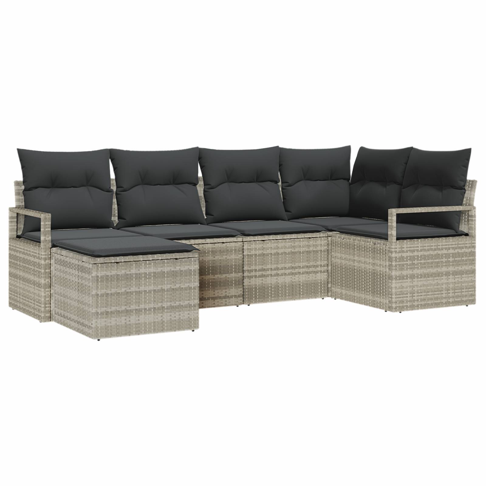 vidaXL 6-teiliges Garten-Sofa-Set mit Kissen in Hellgrau Poly-Rattan
