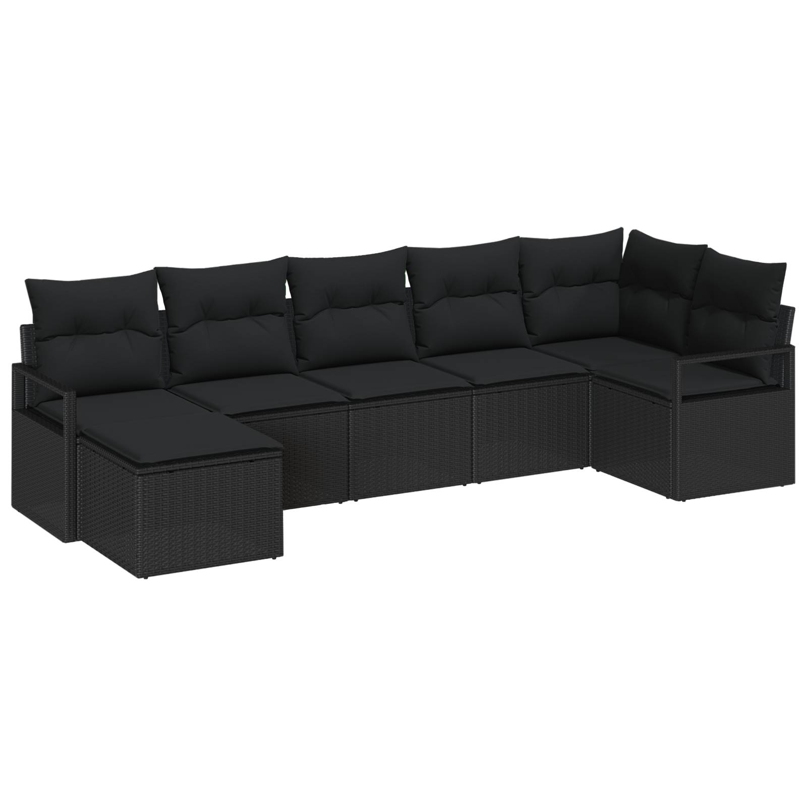 vidaXL 7-teiliges Garten Sofa Set mit Kissen Schwarz Poly Rattan