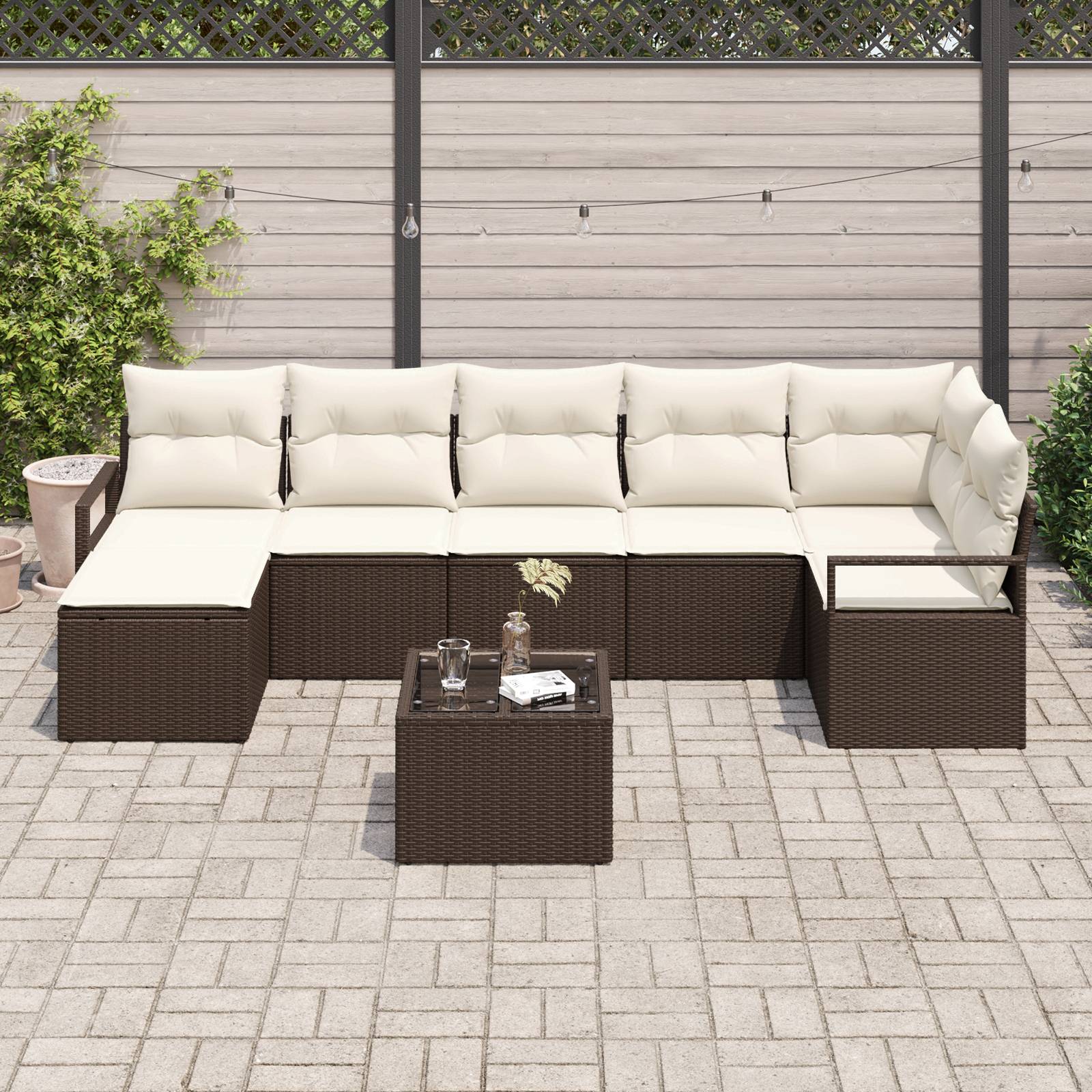 vidaXL 7-teilige Garten Sofa Set mit Kissen Grau Poly Rattan