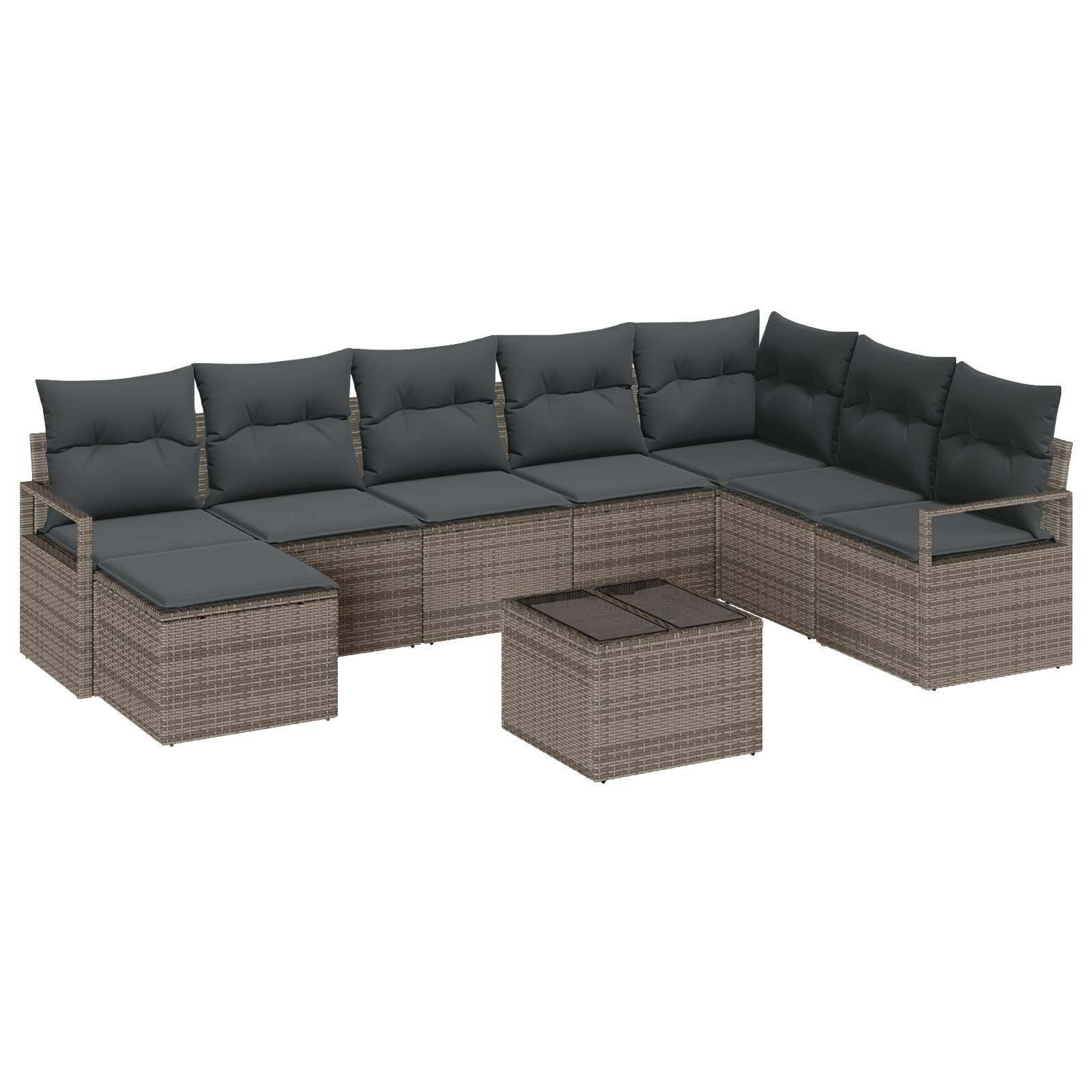 vidaXL 8-teiliges Garten Sofa Set mit Kissen Schwarz Poly Rattan