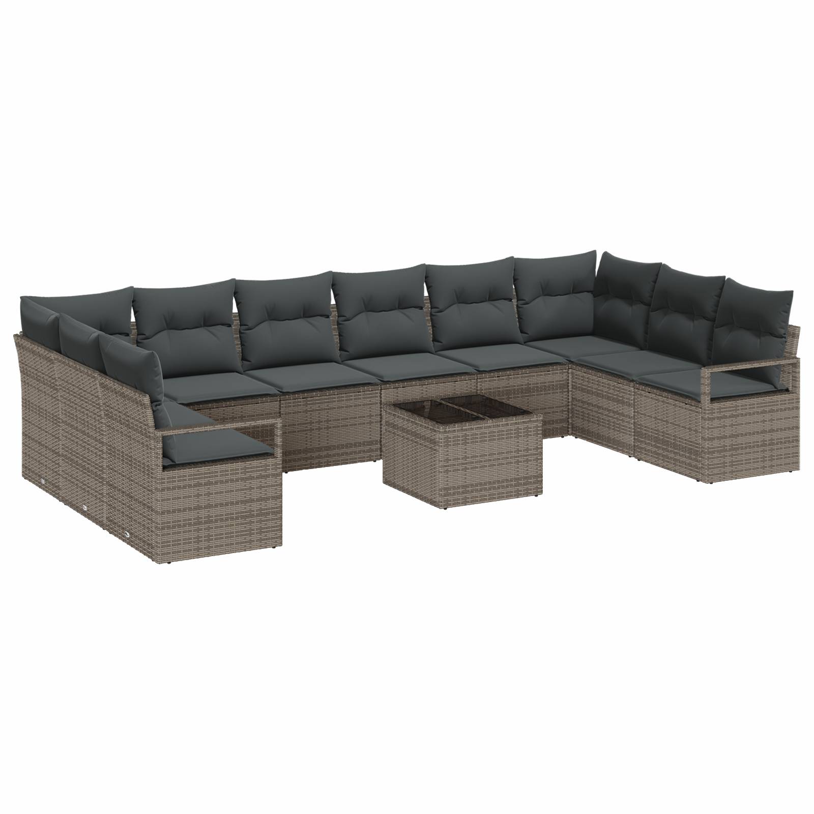 vidaXL 10-teiliges Garten Sofa Set mit Kissen Schwarzes Poly-Rattan