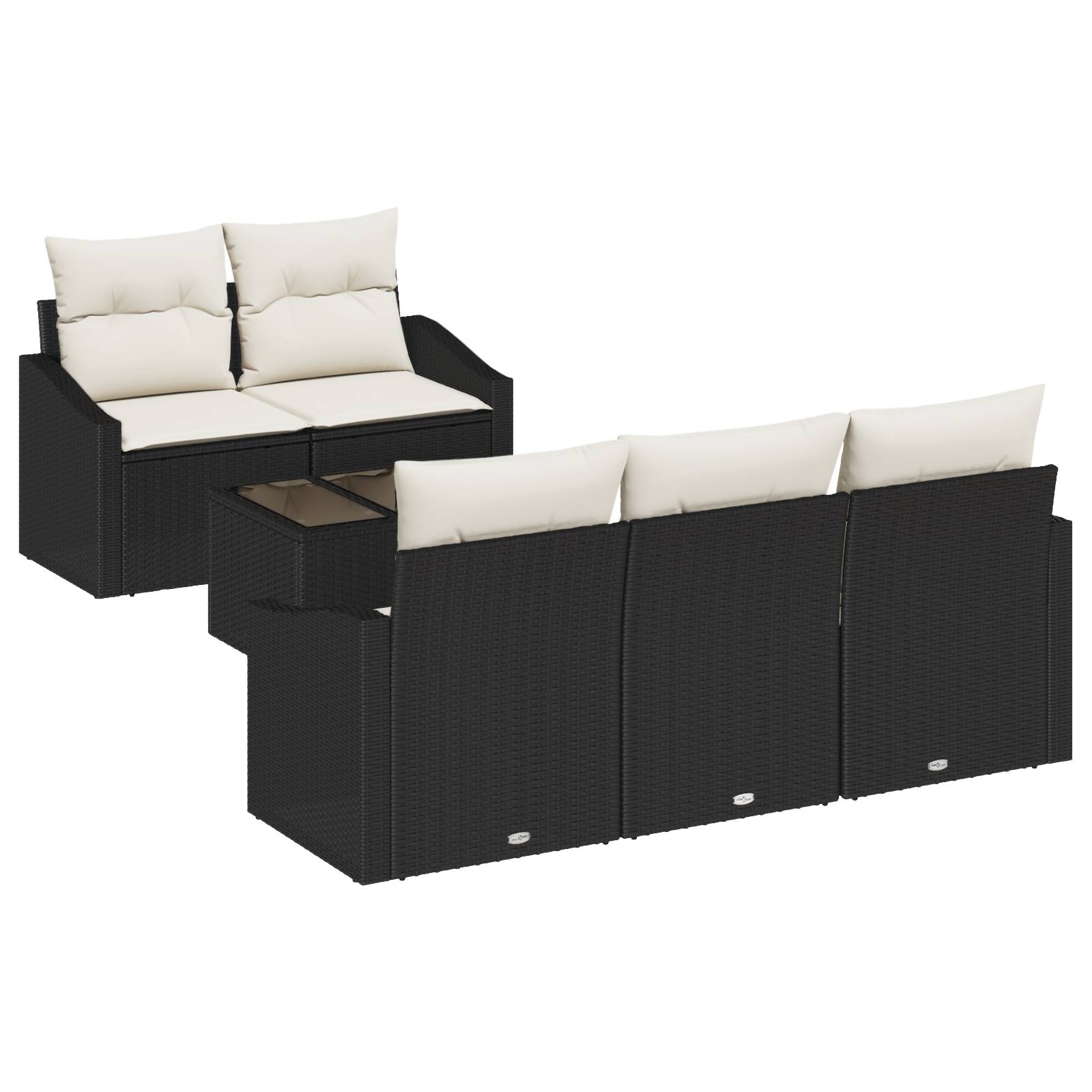 vidaXL 6-teiliges Garten-Sofa-Set mit Kissen Schwarz Poly-Rattan