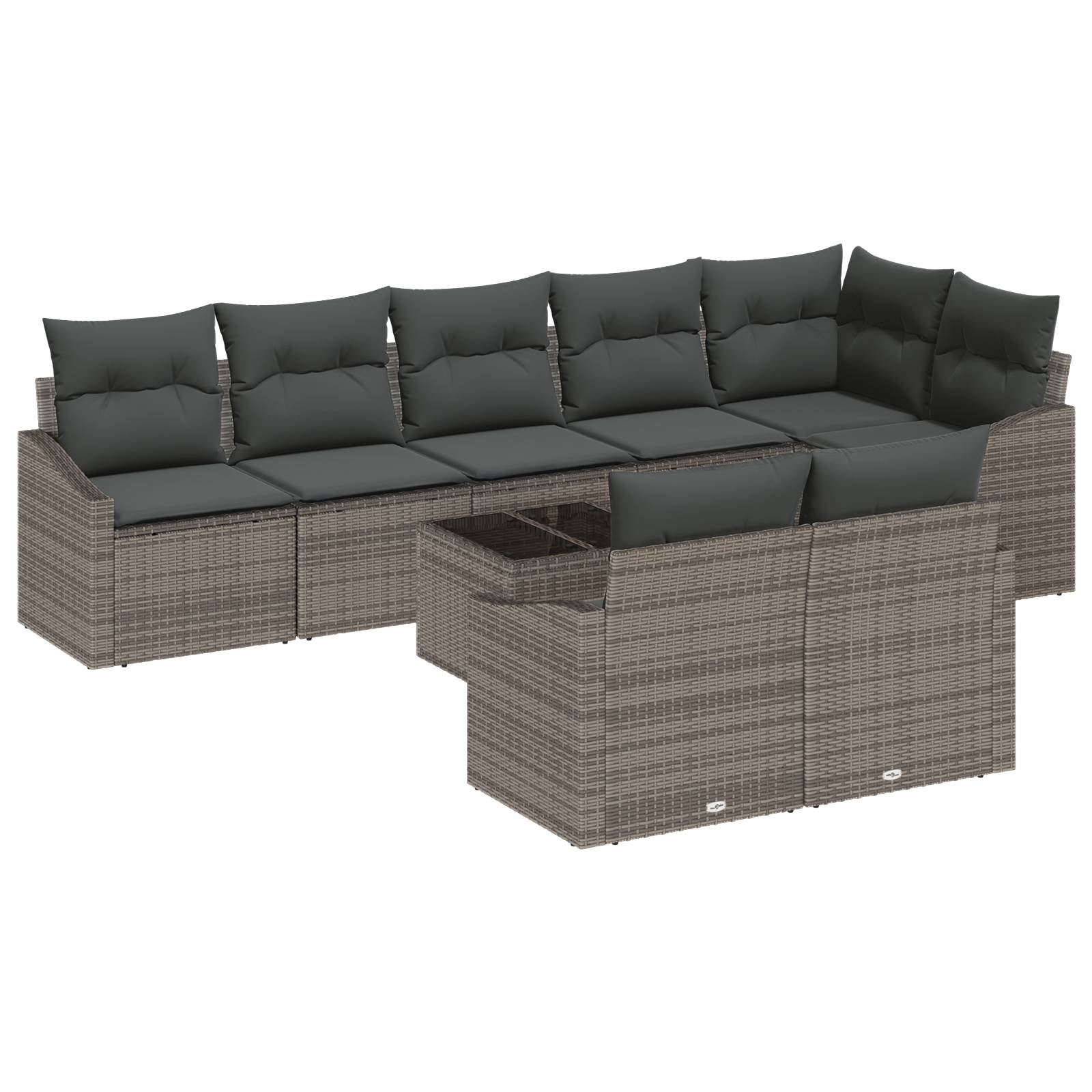 vidaXL 8-tlg. Garten-Essgruppe mit Kissen Schwarz Poly Rattan